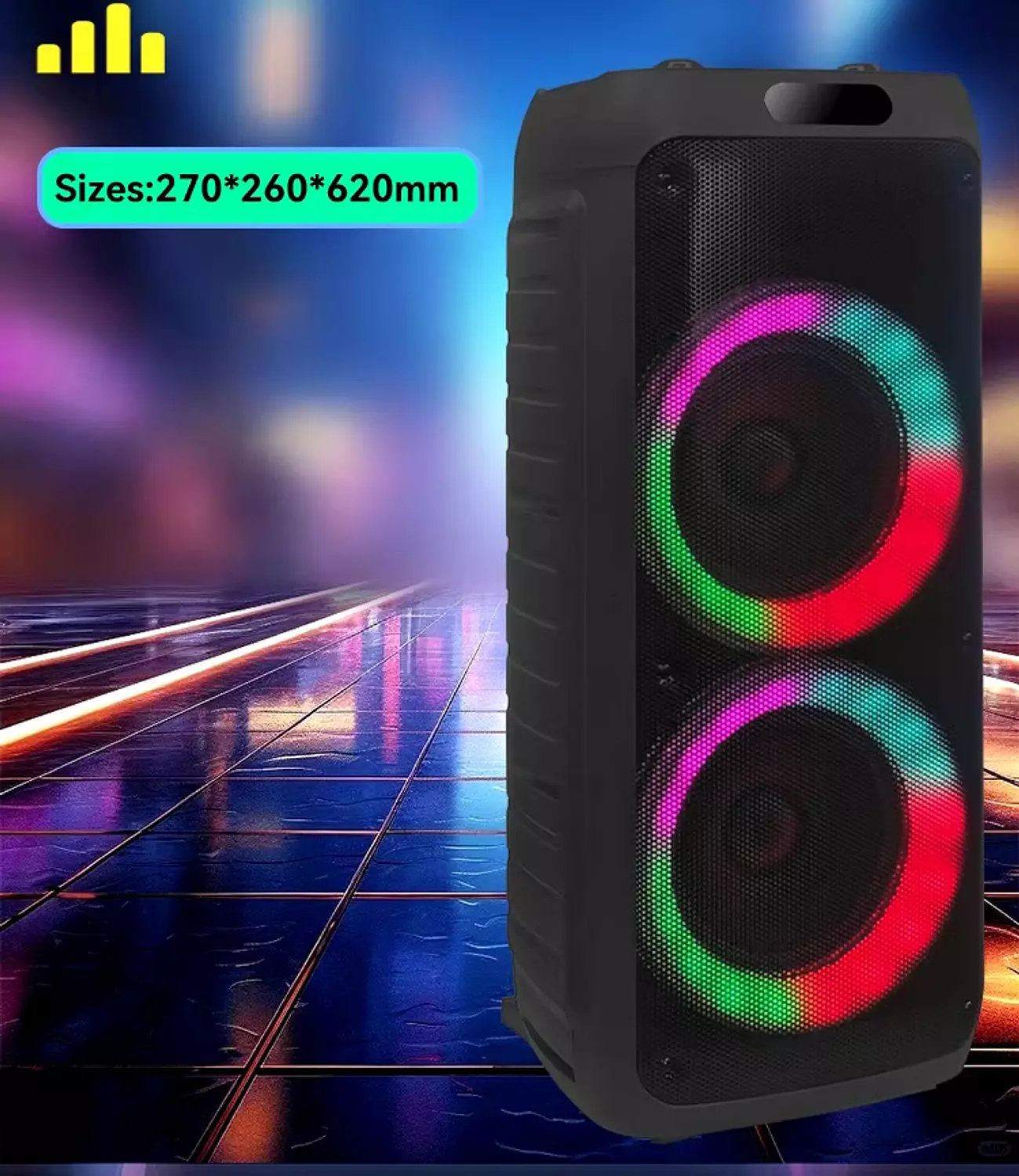 BOX300 Wireless Portable Speaker - 3600mAh Rechargeable Battery - Bluetooth - Dynamic Lighting - Wheels for Easy Transport 8