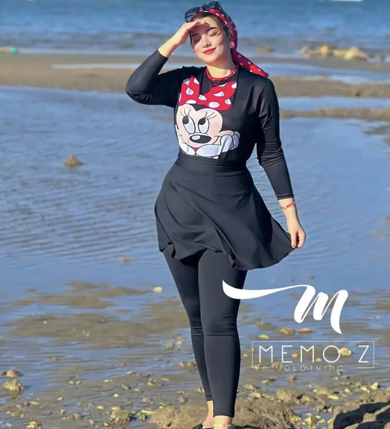 Minnie Mouse swim top hover image