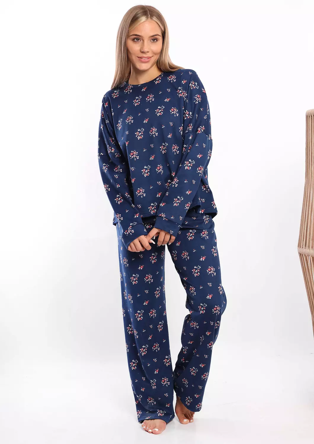 C326 Midnight Blossom Long Sleeves Pajama Set  6