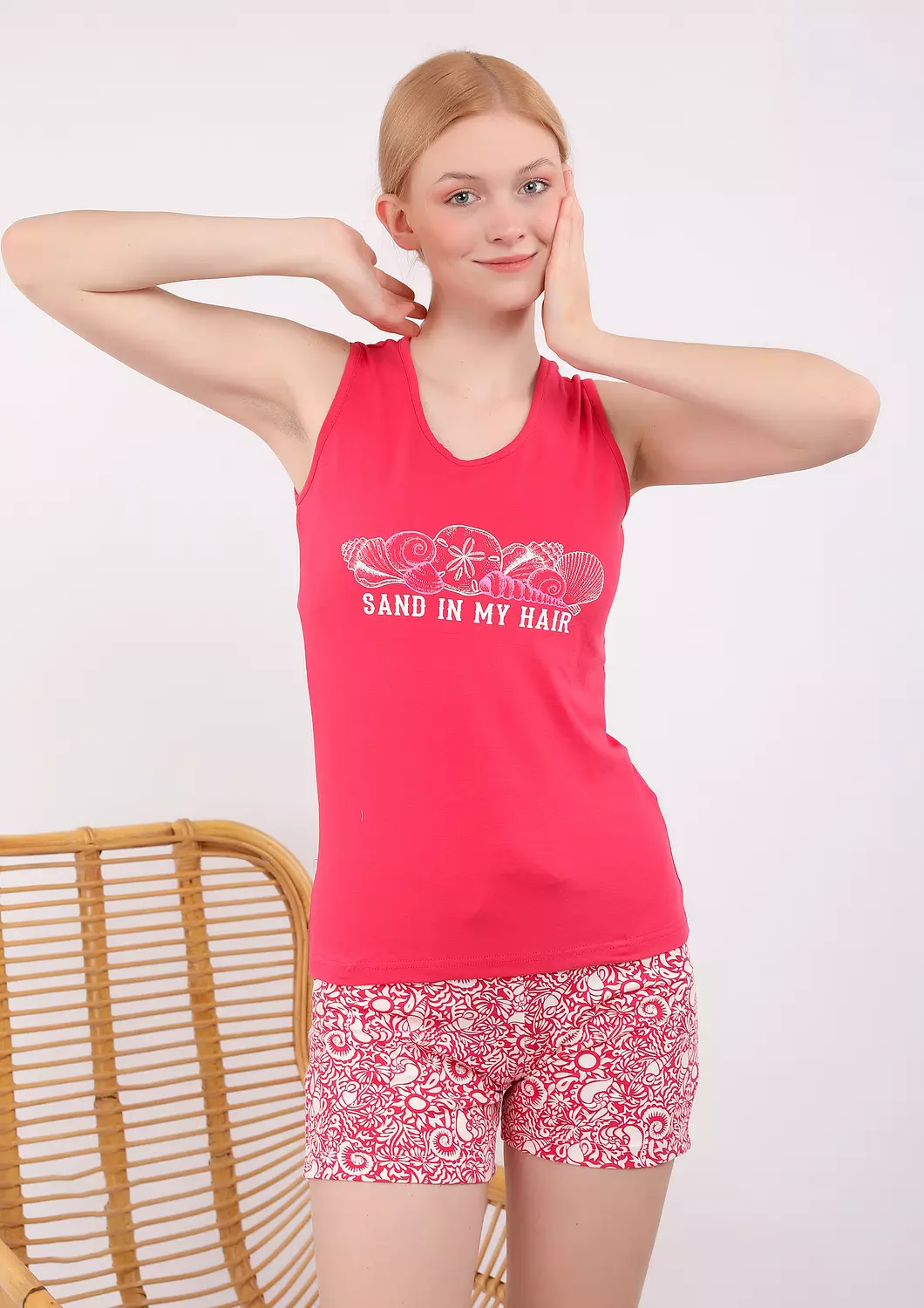 S202 Coastal Breeze Seashell Short Pajama Set 4