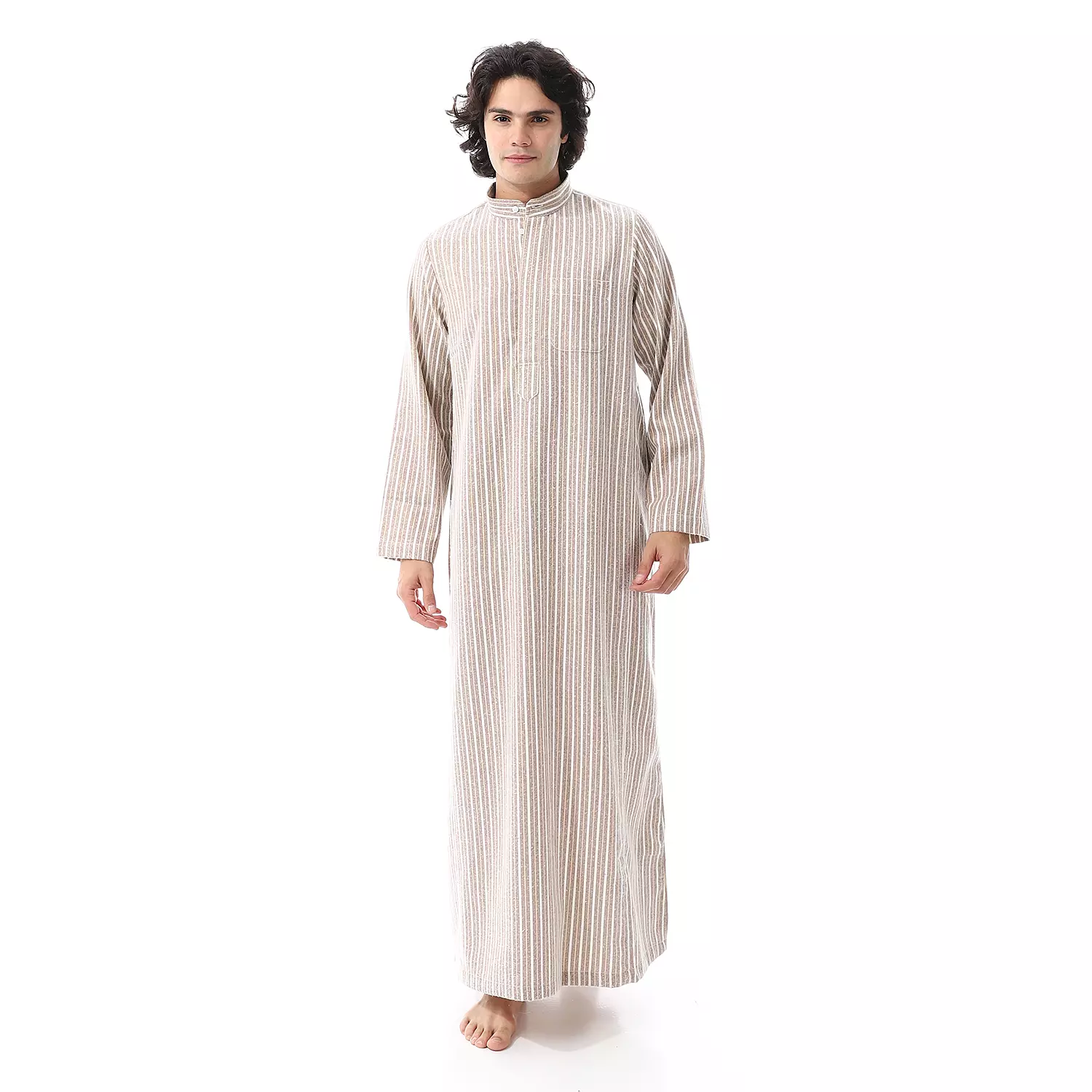 Shorto Men's Kastoor Galabeya  - 25 -3 - Beige *  Brown  * White - 2341 image