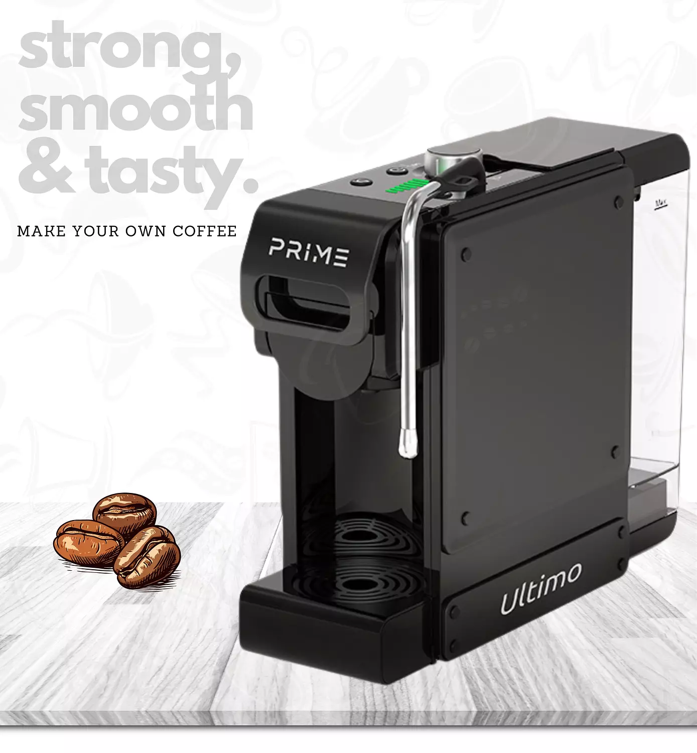 (Display units open carton )PRIME 7 in 1 Multifunction Espresso Coffee Machine -Milk Foam Nozzle for Milky Coffee drinks, Coffee Machine with 1 L Water Tank, 4 Optional Adaptors, 350 ml milk pitcher included, All types of capsules & Ground espresso , Cold Brew Feature, all in One Coffee Machine 7