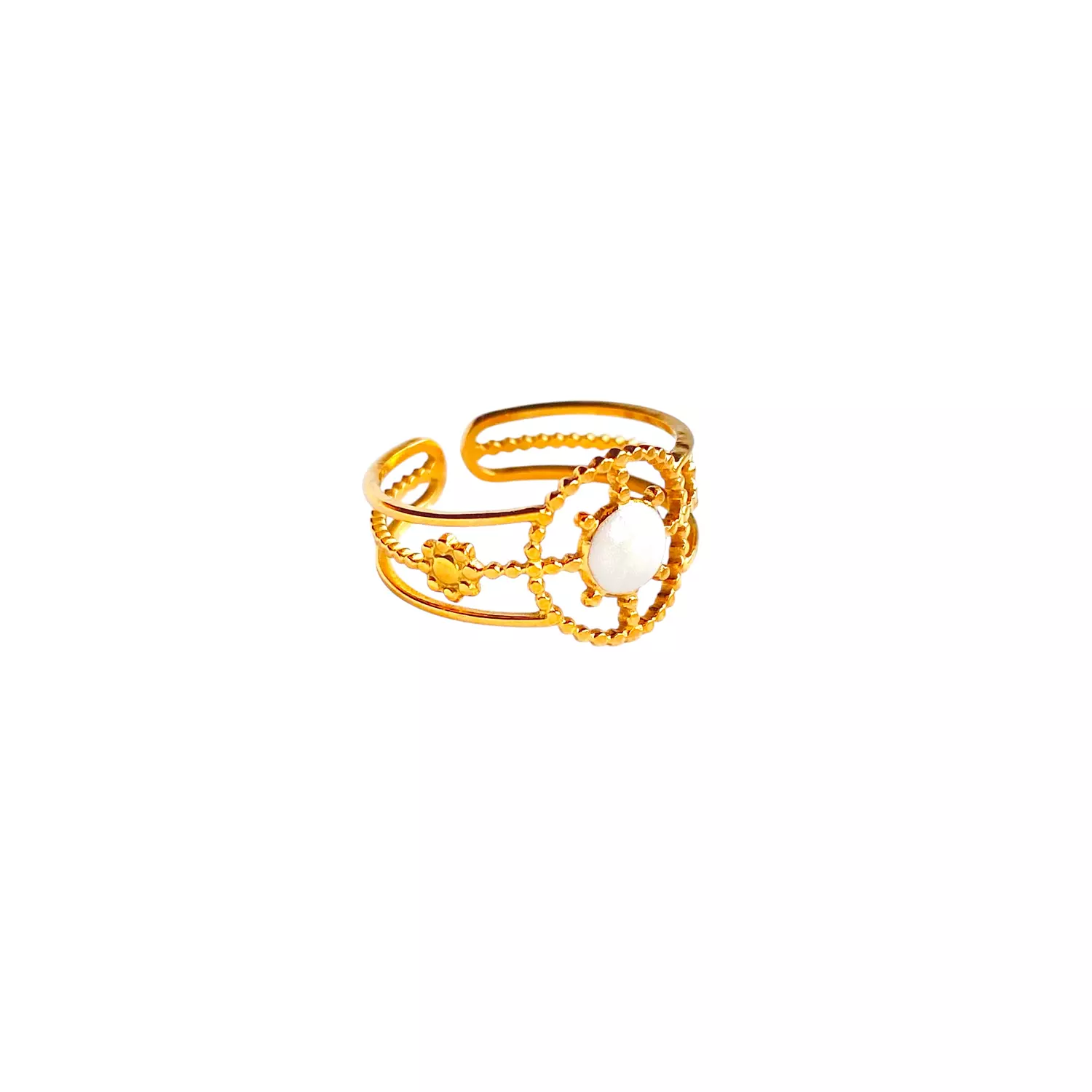 Stainless ring with white pearl 🐚✨ 1