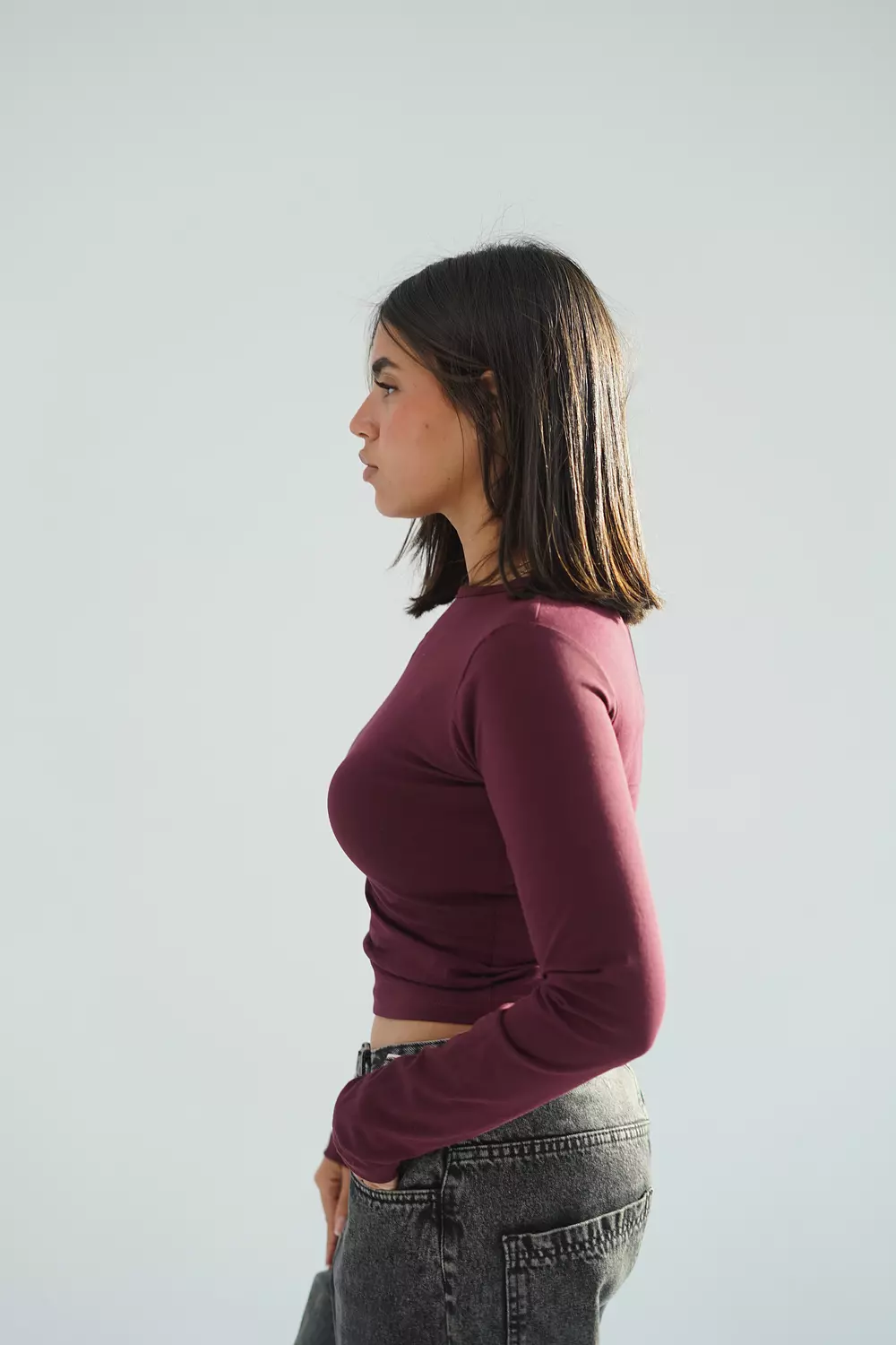 Burgundy top with long sleeve 2