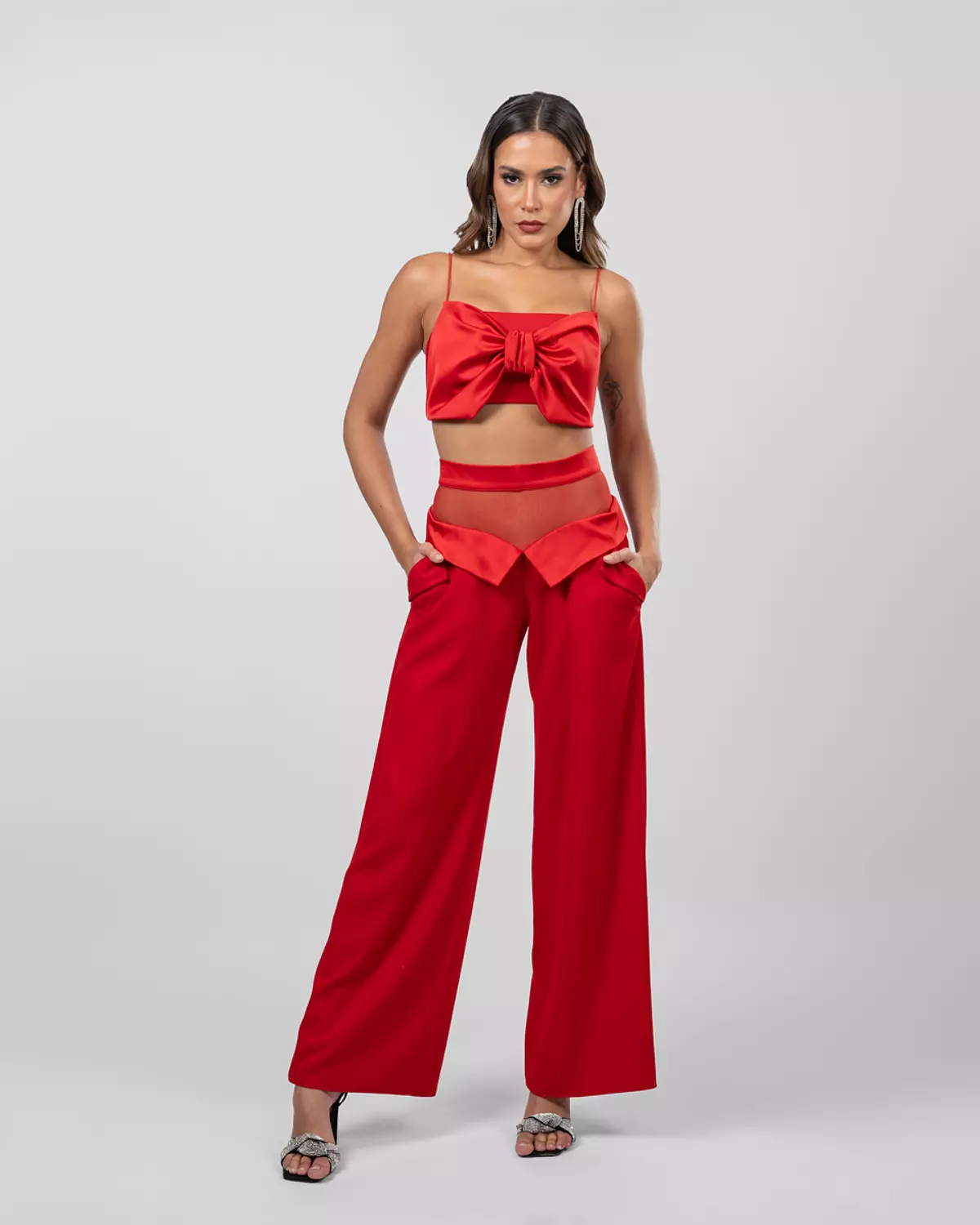 Red Wide-Leg Trousers 2