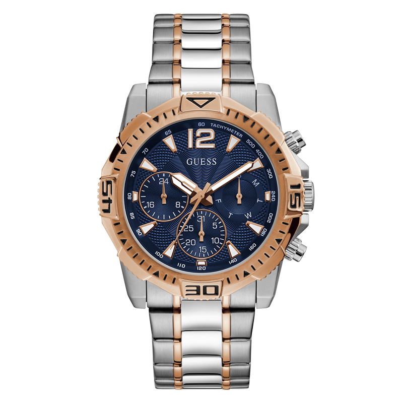 GUESS GW0056G5 ANALOG WATCH  For Men Silver /Gold Stainless Steel Brushed/Polished Bracelet 