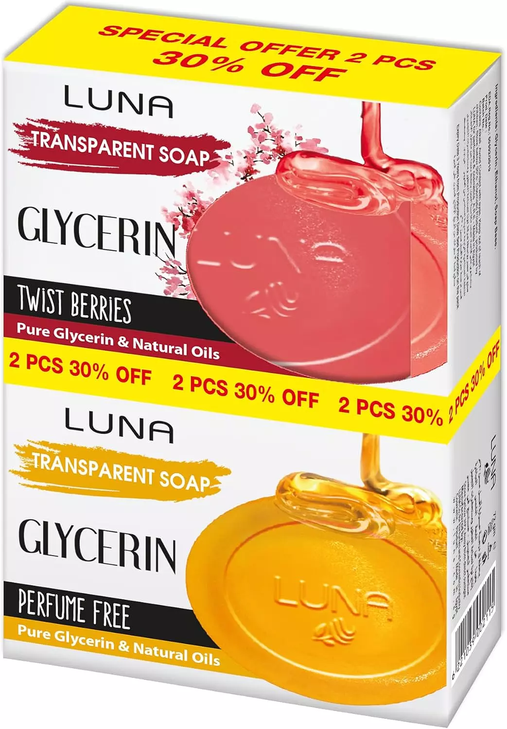 OFFER 30%OFF- LUNA TWIST BERRIES SOAP 72 GM+TRANSPARENT SOAP PERFUME FREE 72 GM image