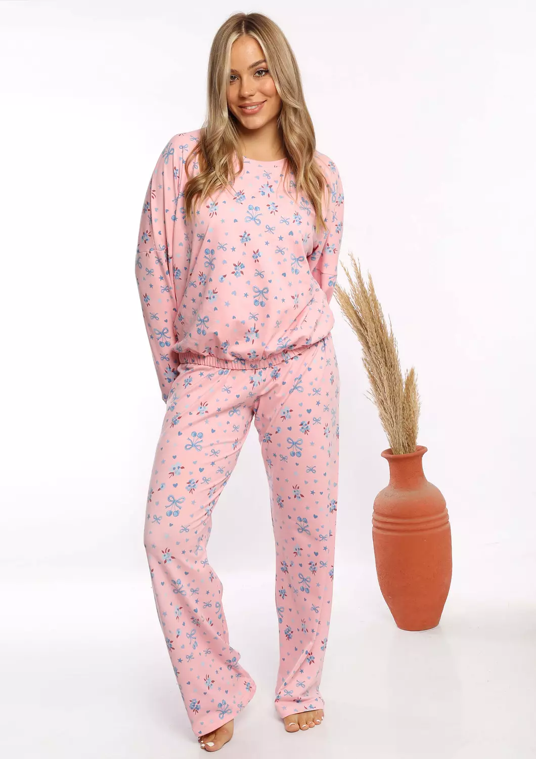 c339 Pink Ribbons pajama set  2