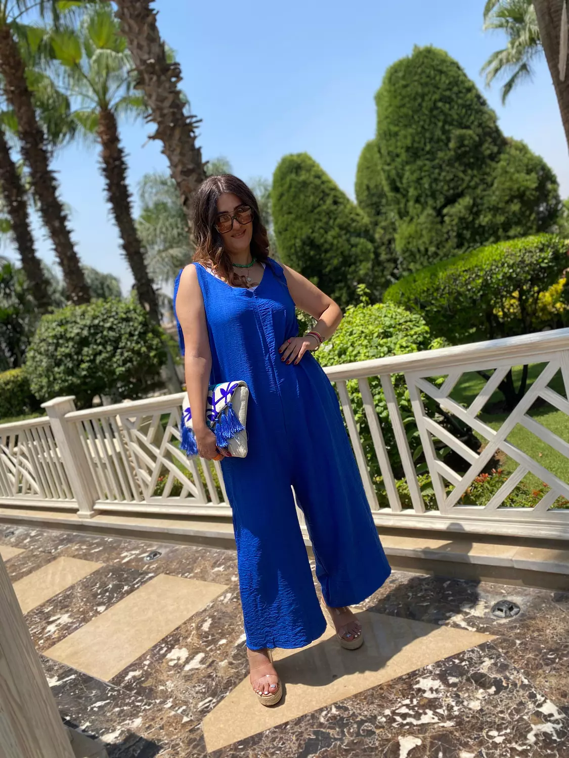 blue over size linen jumpsuit 2
