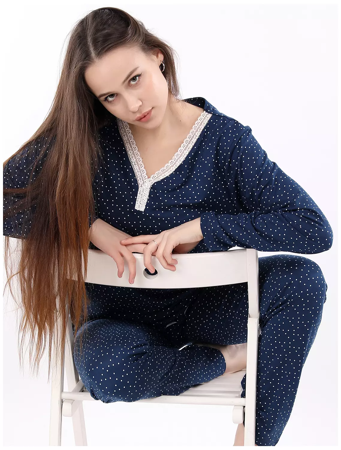 A109 Midnight Dots Long Sleeved Pajama Set  5