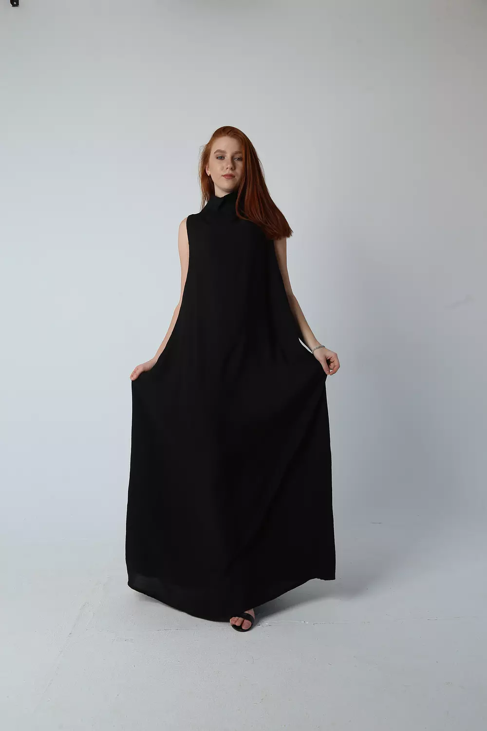 Ruched Maxi Dress - Black 3