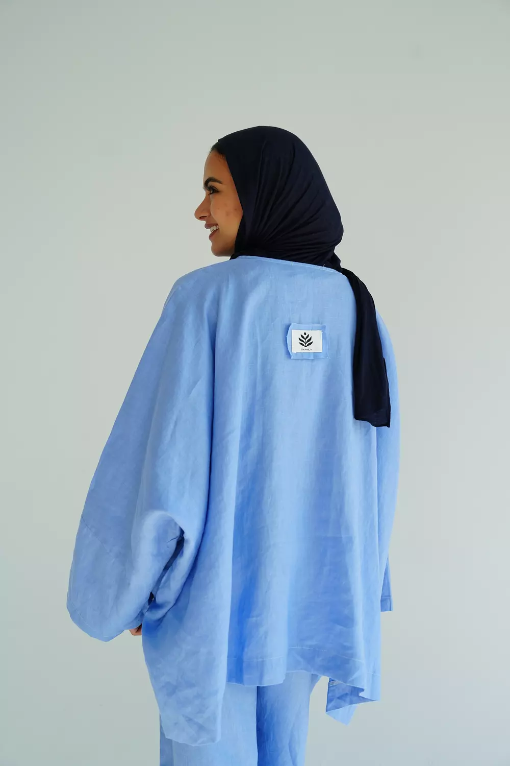 Baby-blue Minimalist linen set  5