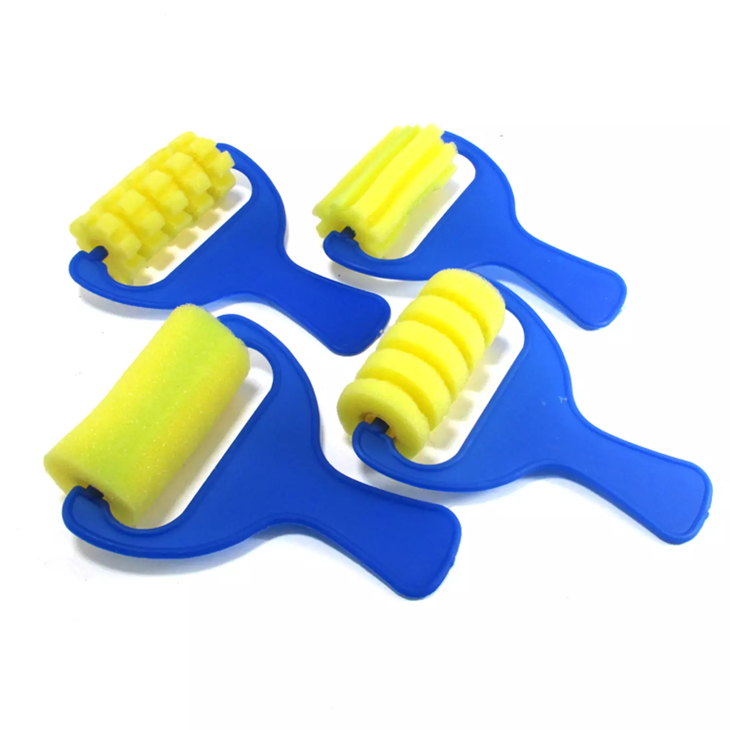 Set of 4 ribbed sponge rollers - 10 cm  