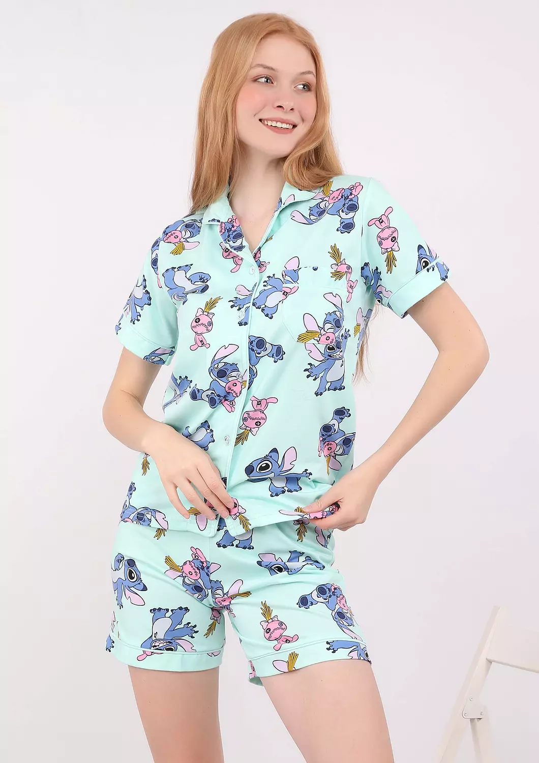 S514 LILO AND STITCH BUTTONED SHORT PAJAMA SET  image