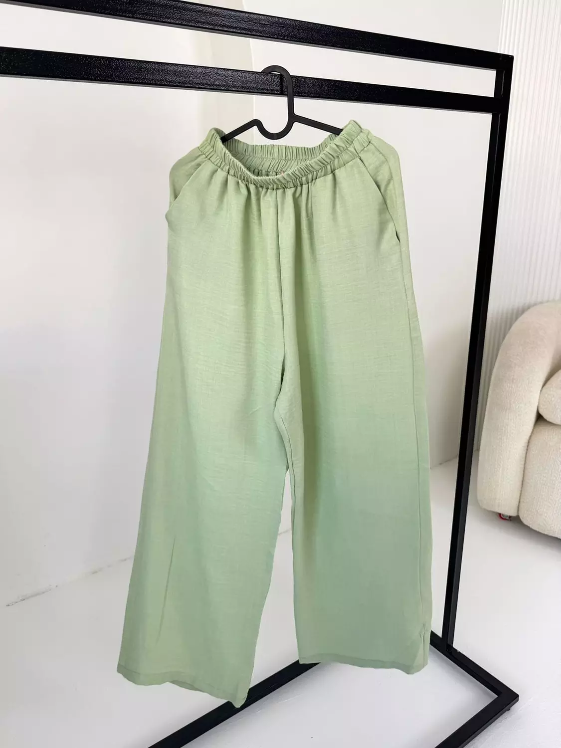 Mint linen pants hover image
