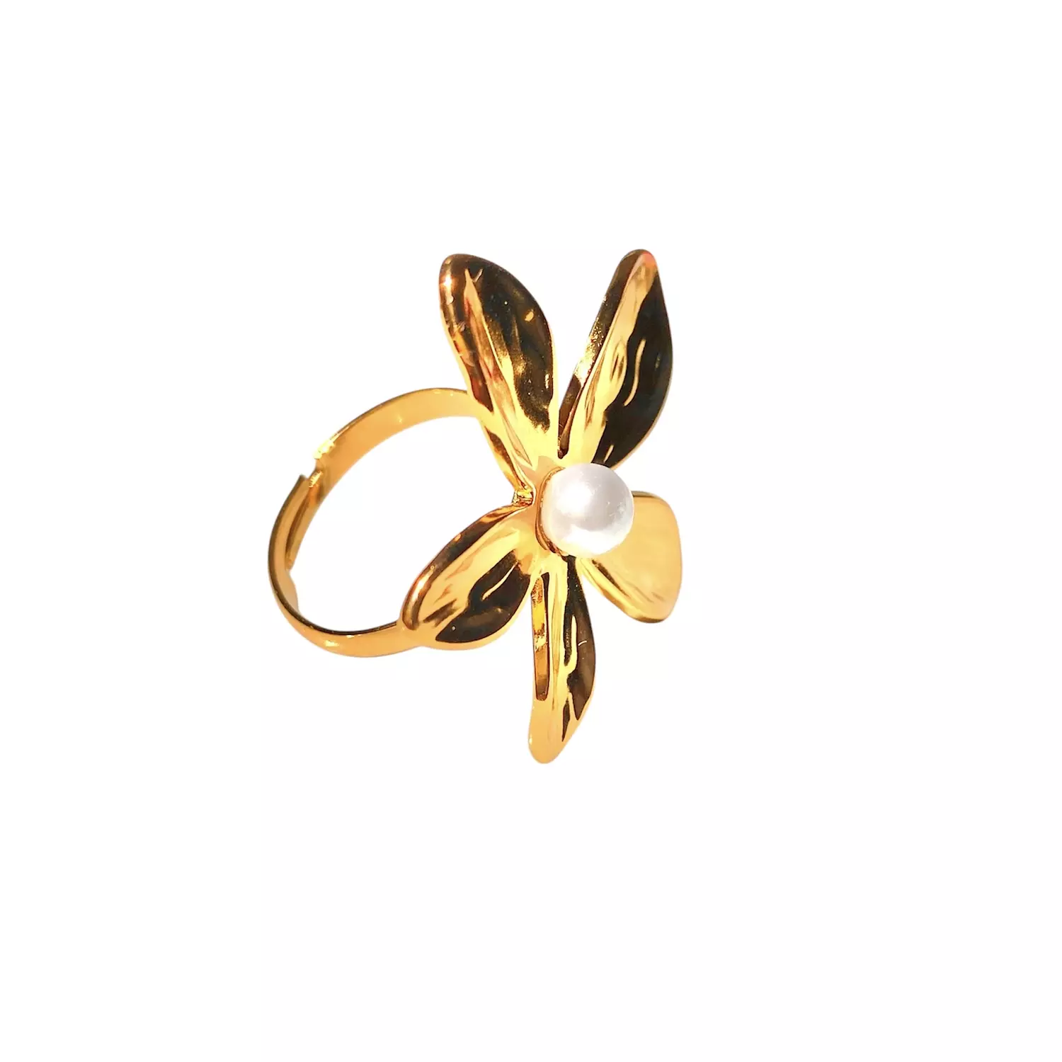 Big flower with pearl stainless steel ring ✨ 1