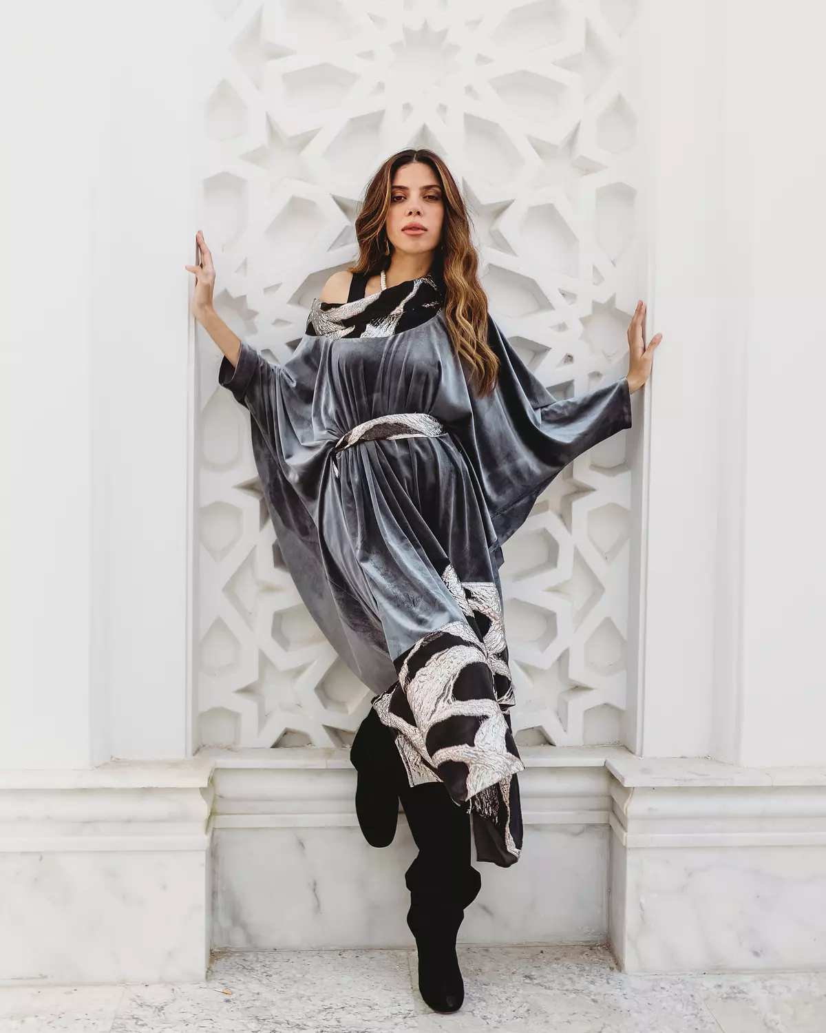 Grey Asymmetrical Kaftan Dress image