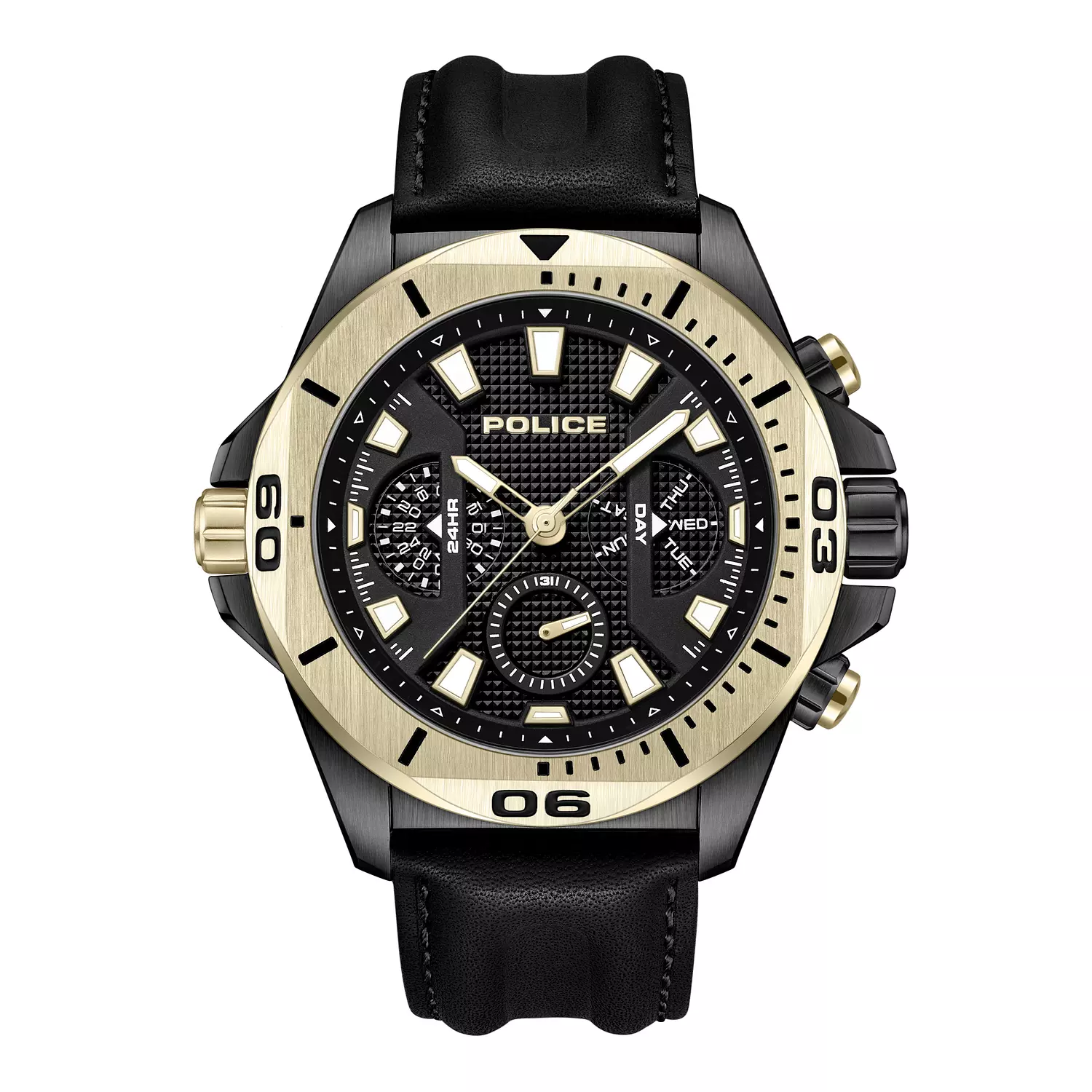 Police Men's Black Chronograph Genuine Leather Strap Watch 46MM | PEWJF0022501 image