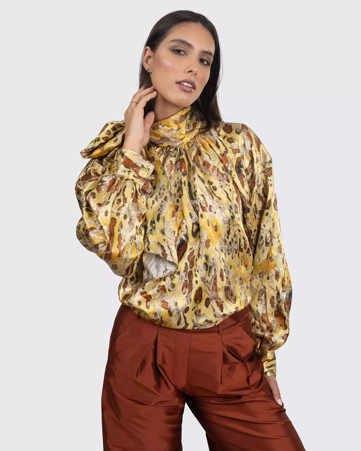 Animal-Print Oversized Blouse image