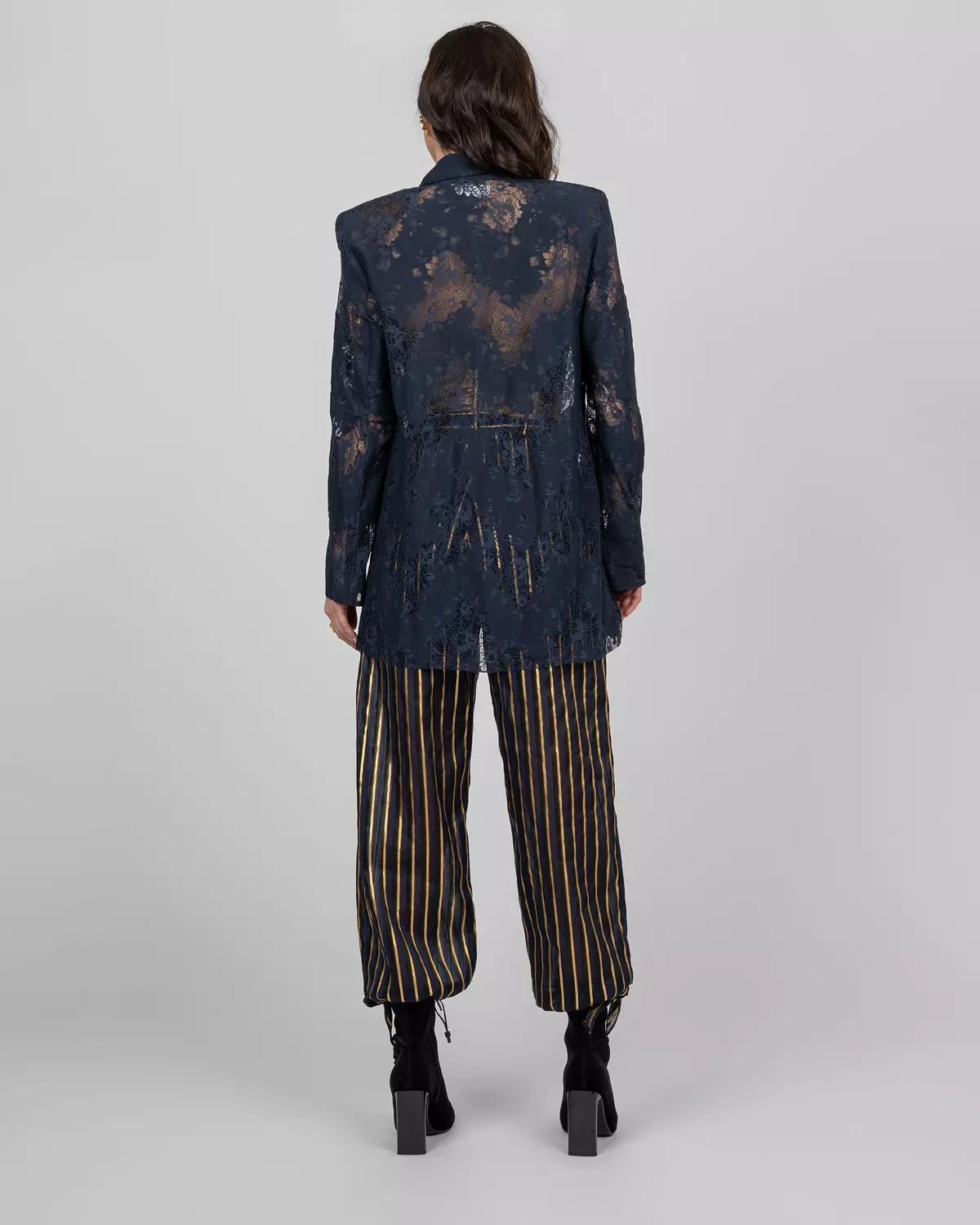 Navy Blue Lace Blazer 2