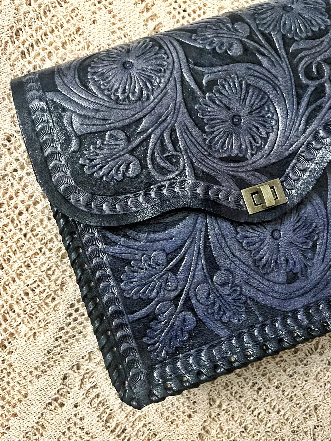 Fully Floral tooled leather bag  12