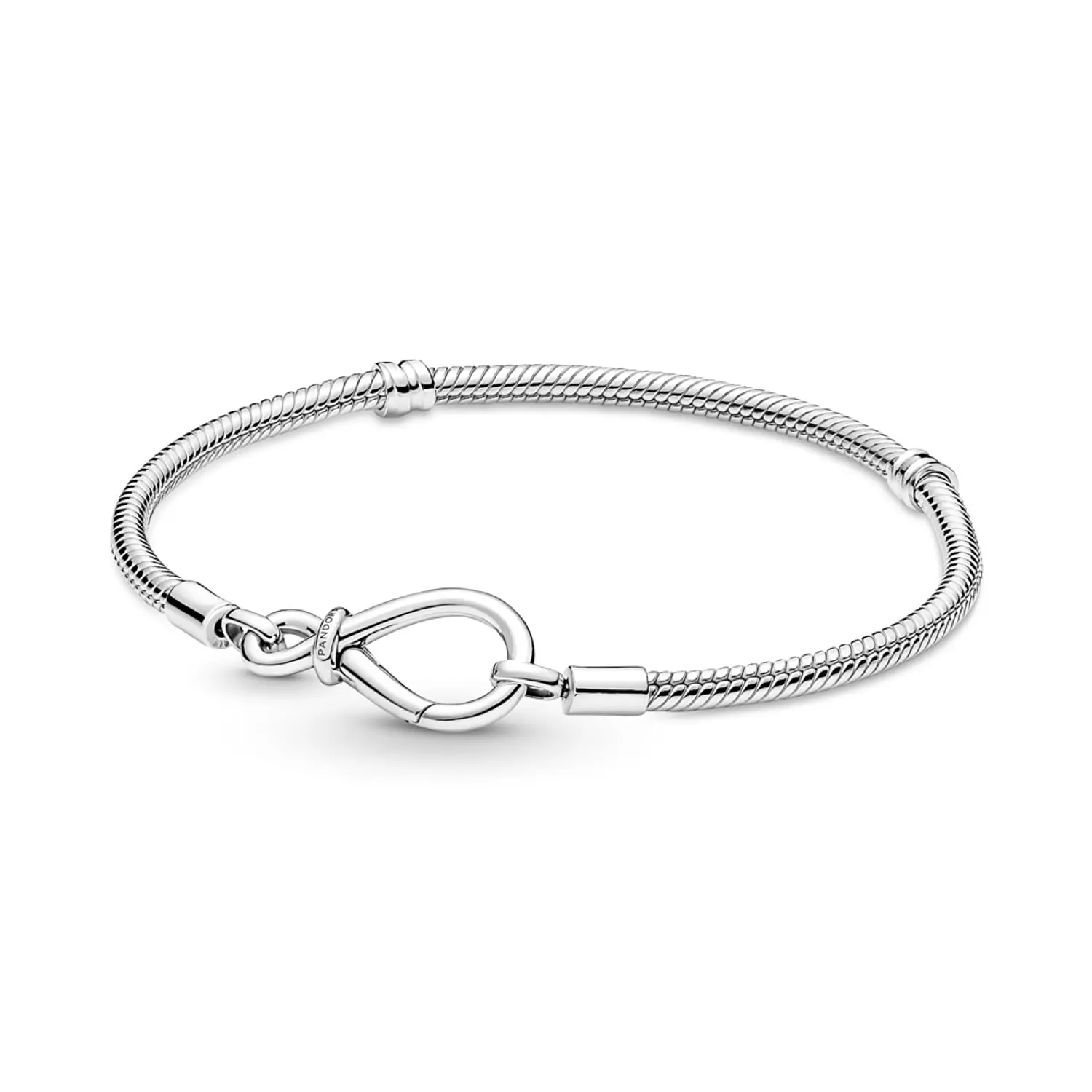 Snake chain sterling silver bracelet with infinity clasp image