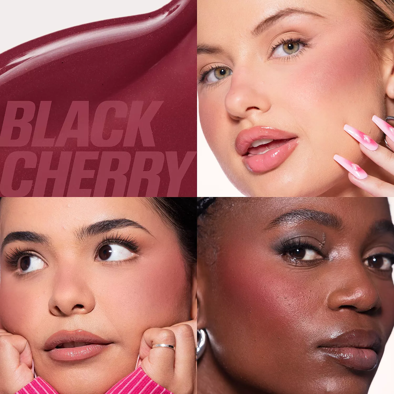 HUDA BEAUTY Mini Baby Blush Duo Set Strawberry Cream and Black Cherry 9