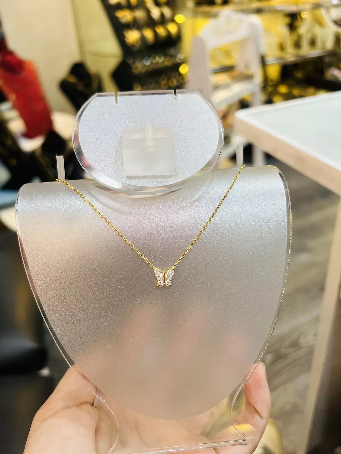 White gold butterfly necklace  image