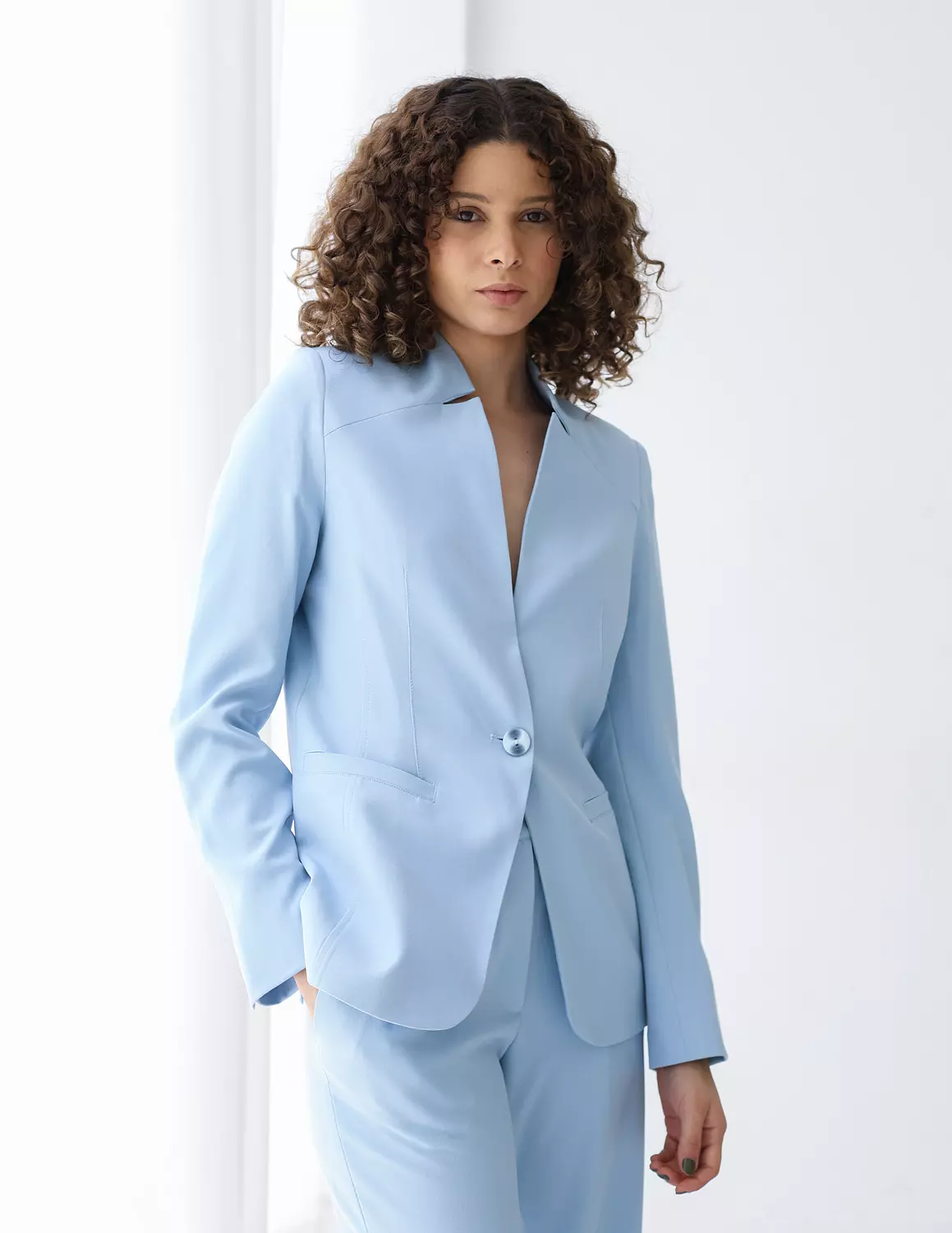  Sky Whisper collarless blazer 7