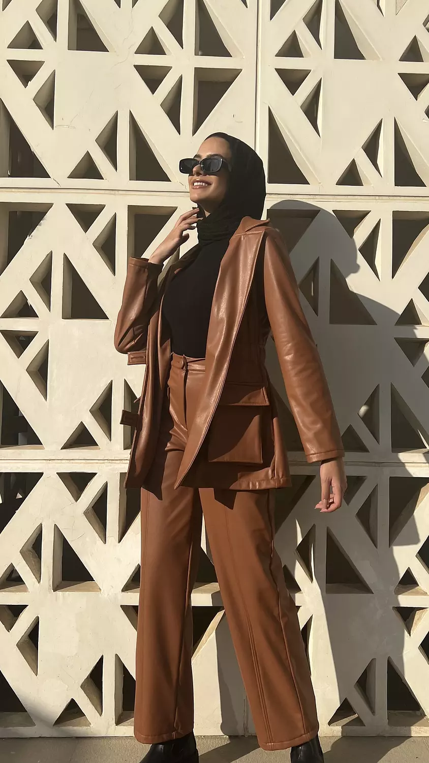 Leather Blazer - Camel 1