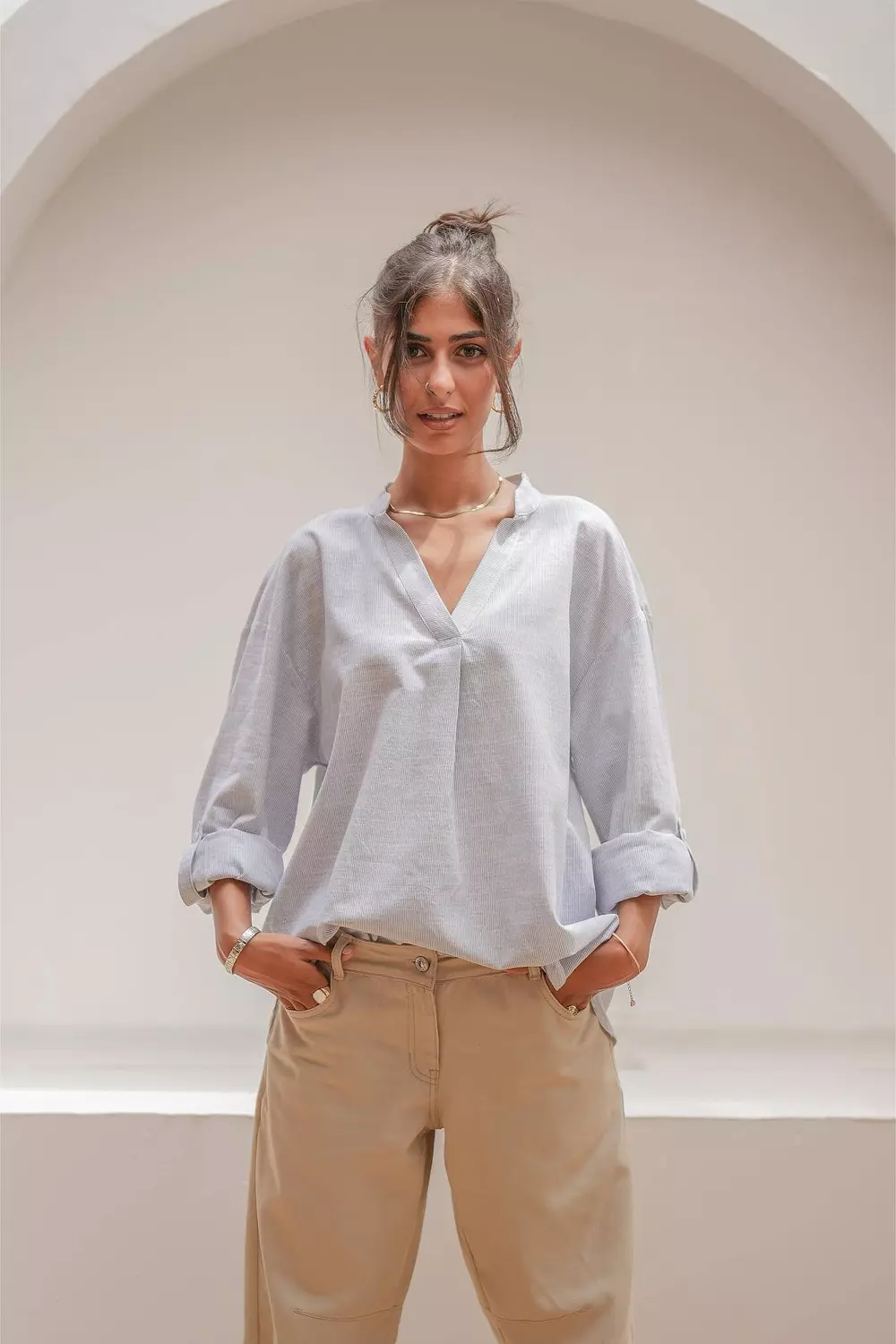 Sunday Oversized Blue Stripe Shirt  2