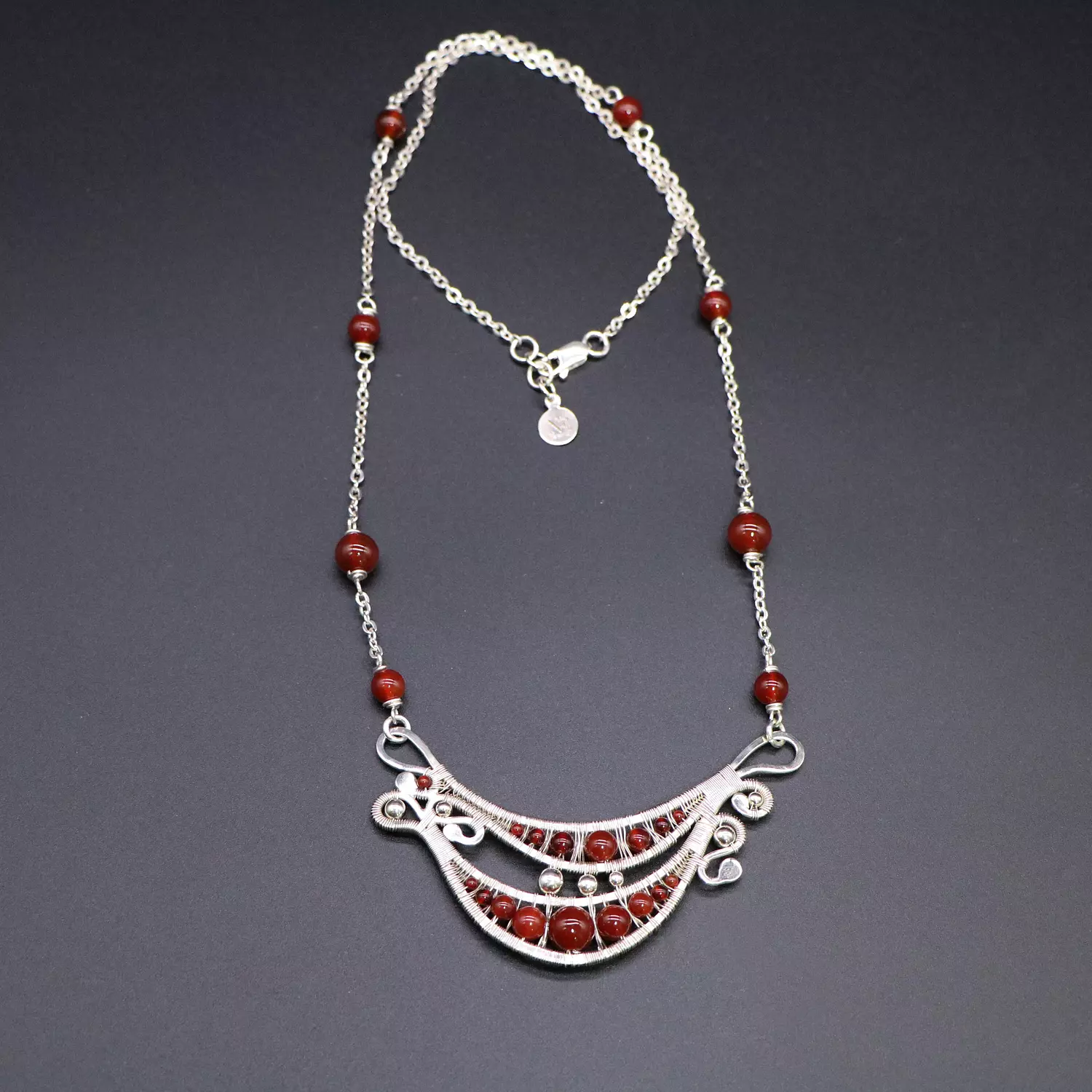 Necklace with Agate stones and silver balls. 1