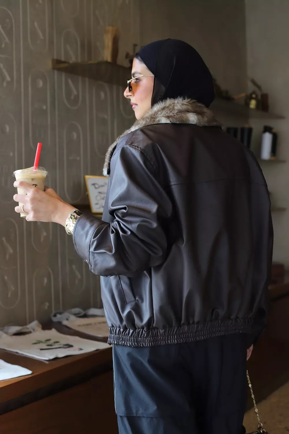 Chocolate Fur bomber jacket  3