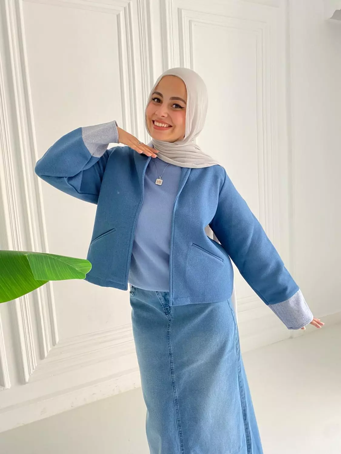 Blue Broadcloth cropped Jacket image