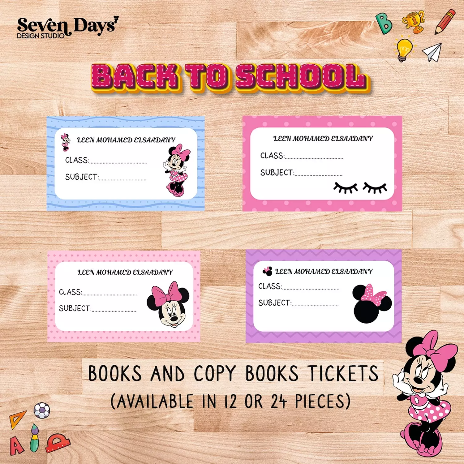 Minnie Mouse School Labels 1