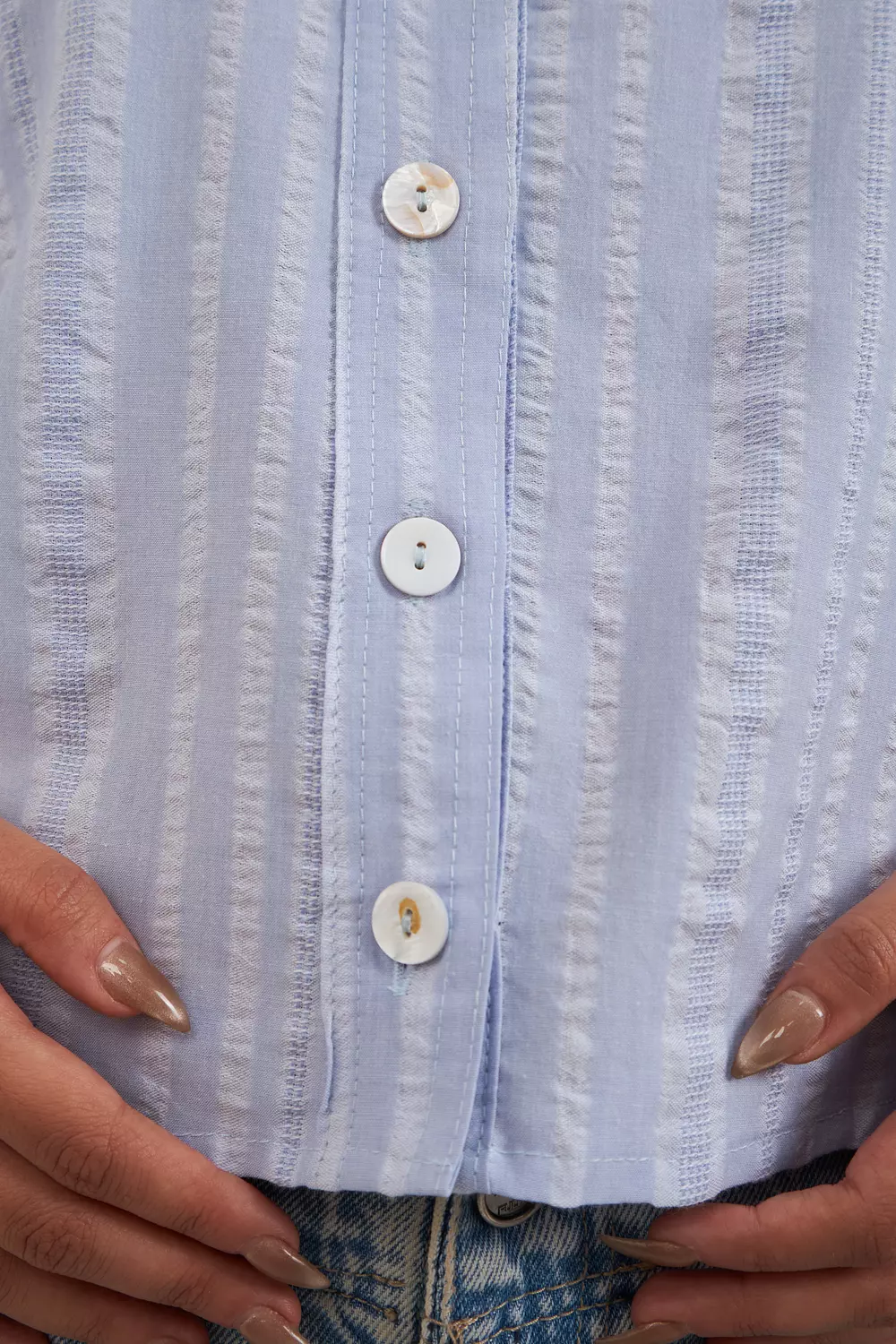 Blue-Vanilla Pan Collar Shirt  4