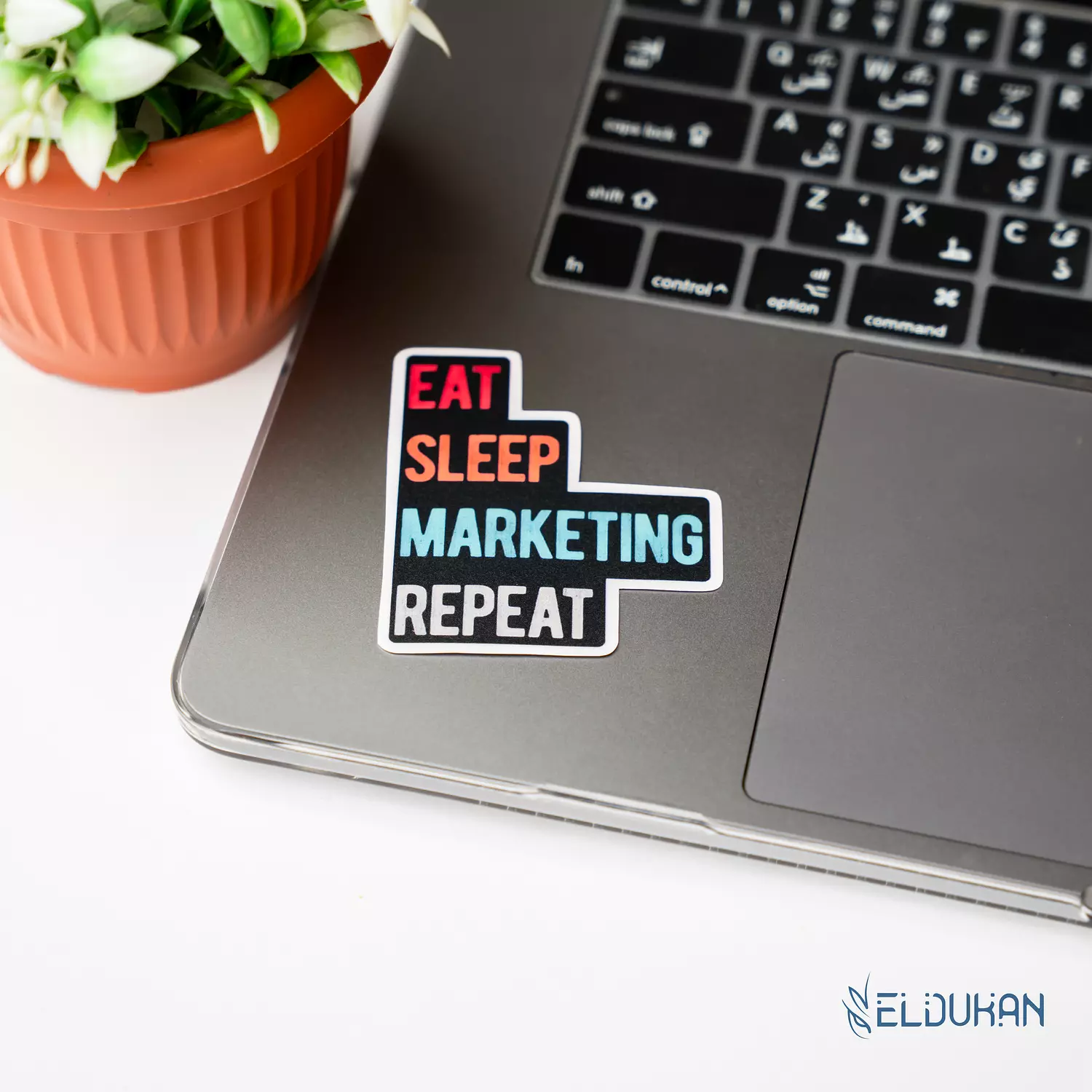eat sleep marketing repeat sticker image