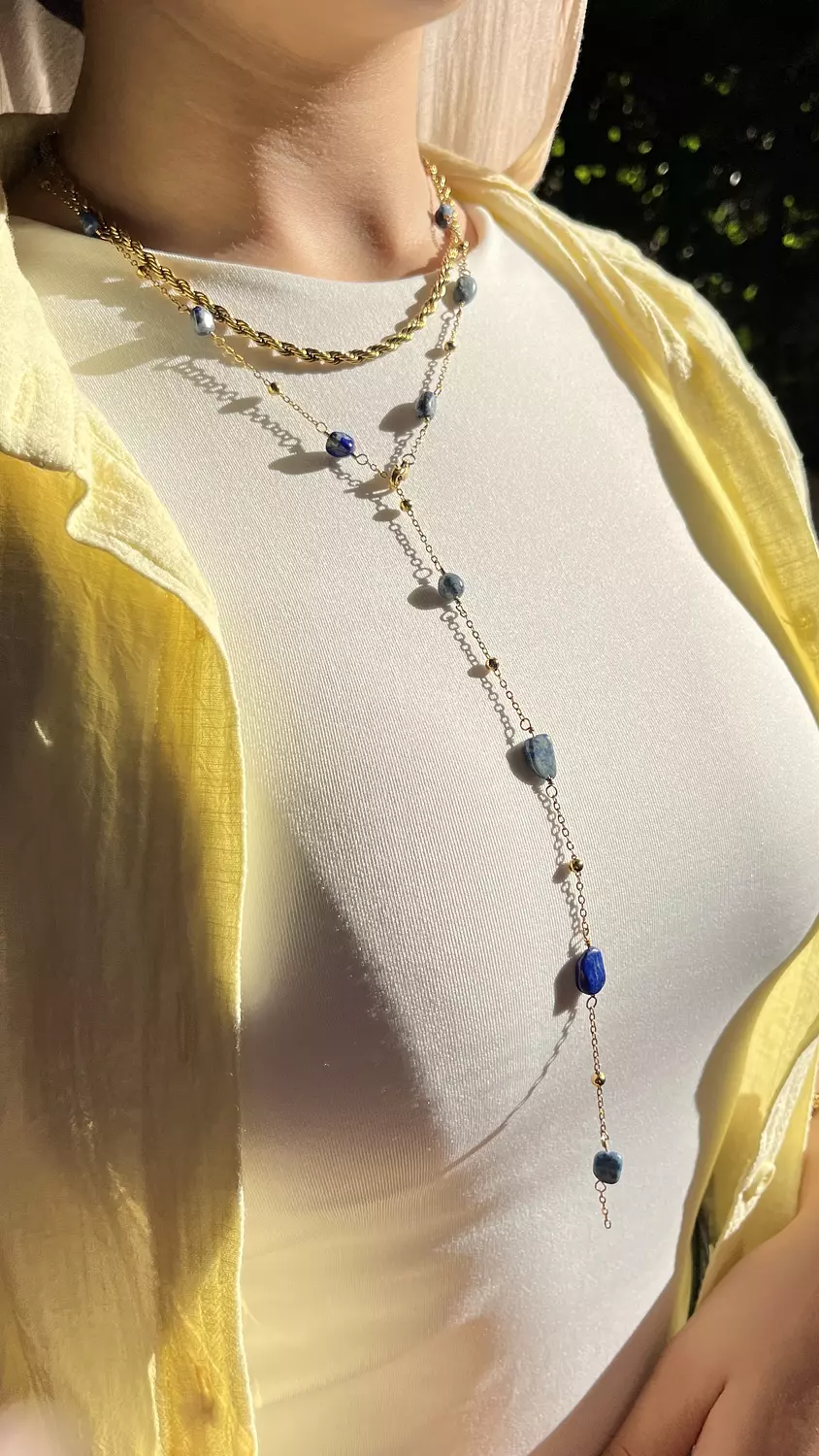 Blue stones drop necklace  image