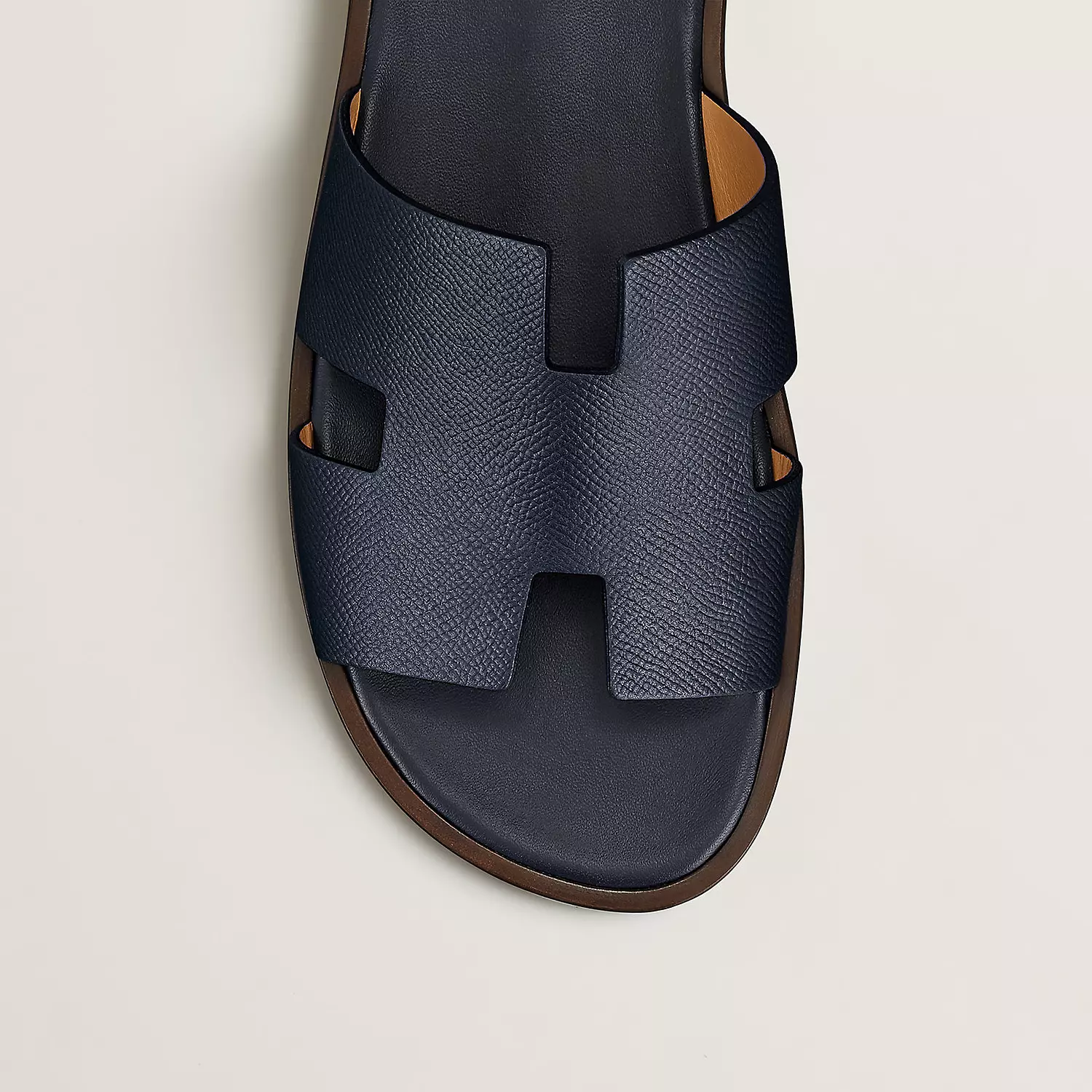 Hermes Navy Blue Leather Izmir Slides 2