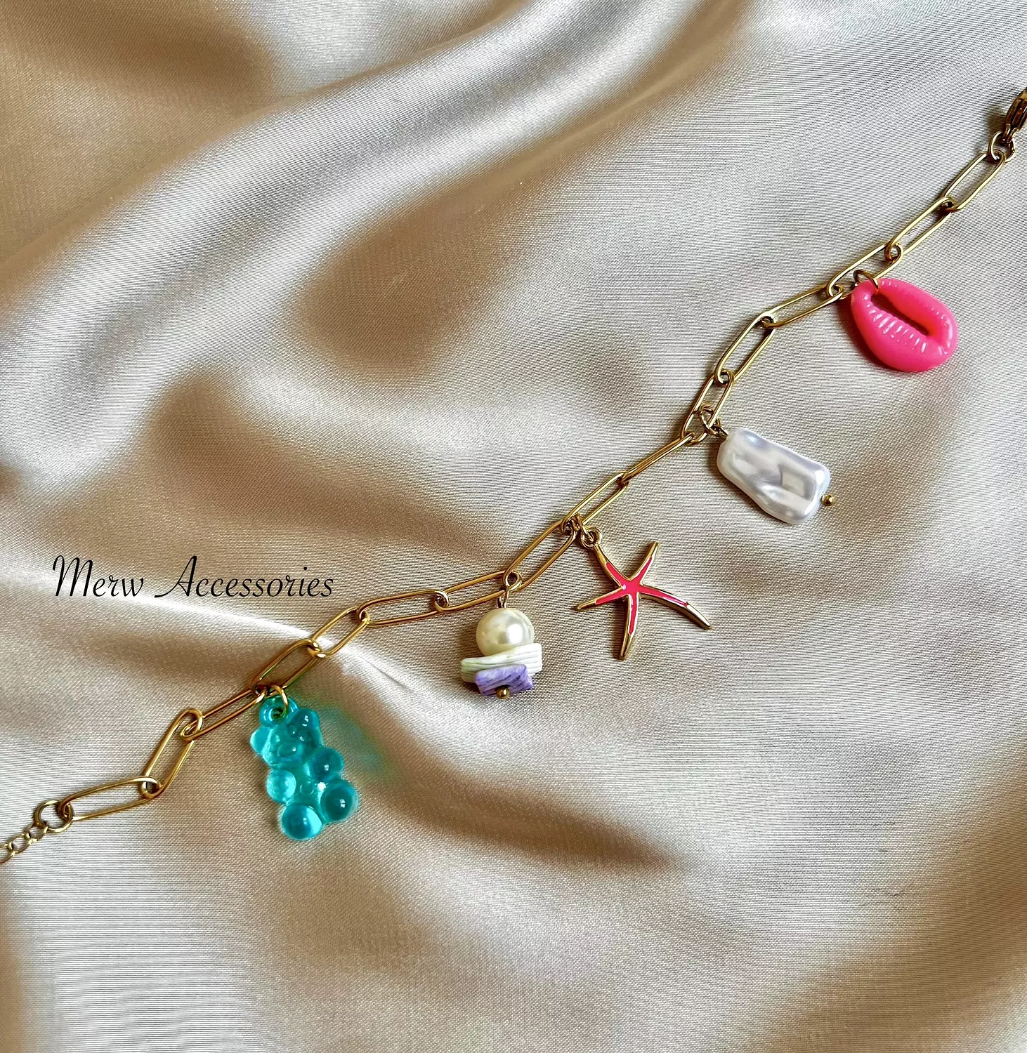 Pink star anklet  image