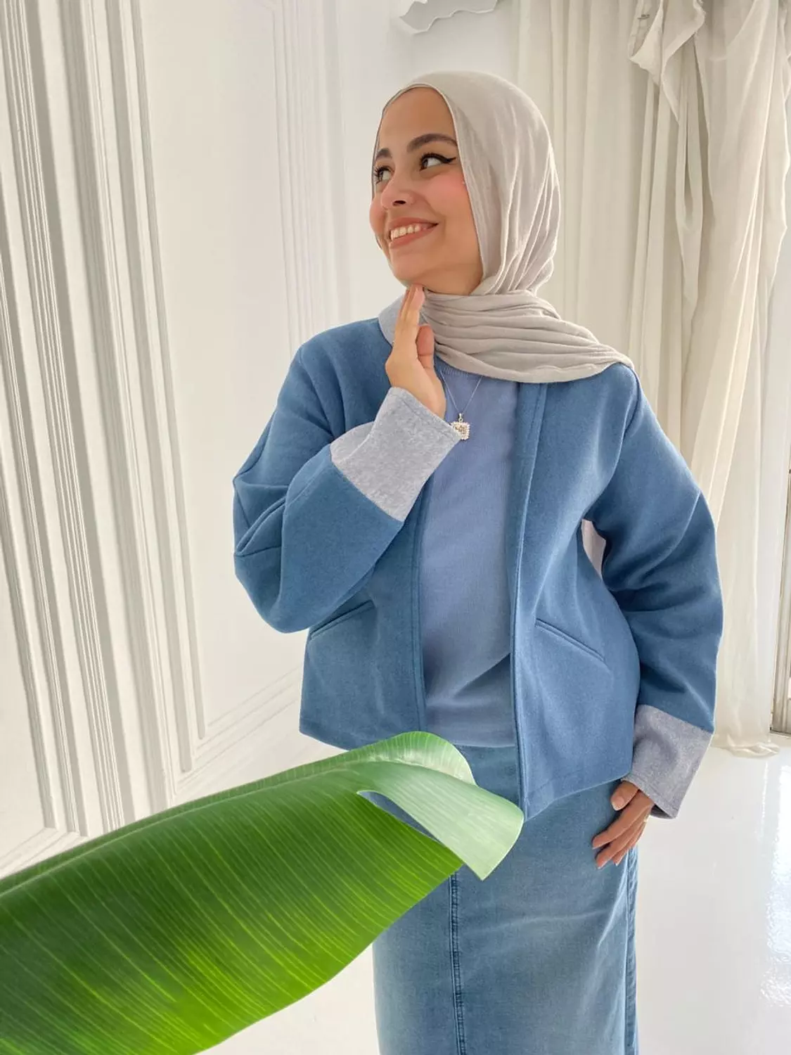 Blue Broadcloth cropped Jacket 4