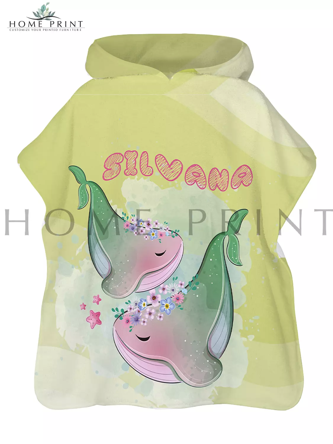 Microfiber Poncho - Colorful Whale - Multi Color Design  image