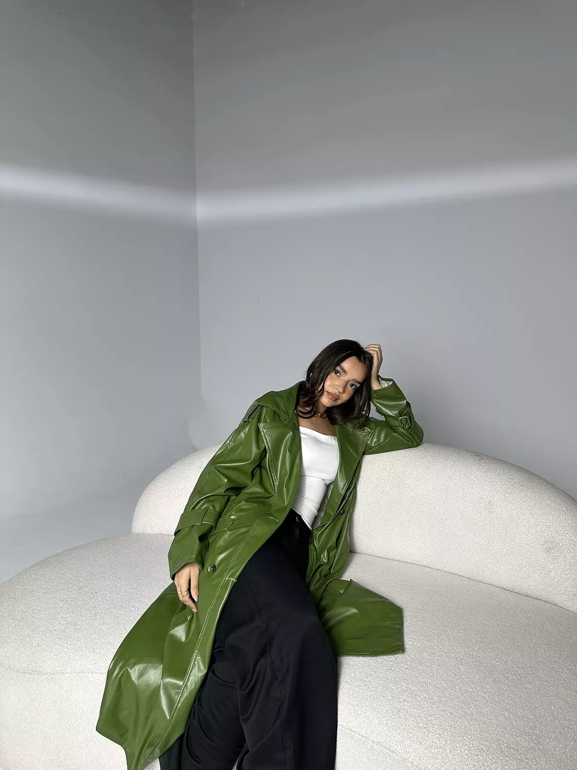 <p style="text-align: start">Leather Trench Coat</p>