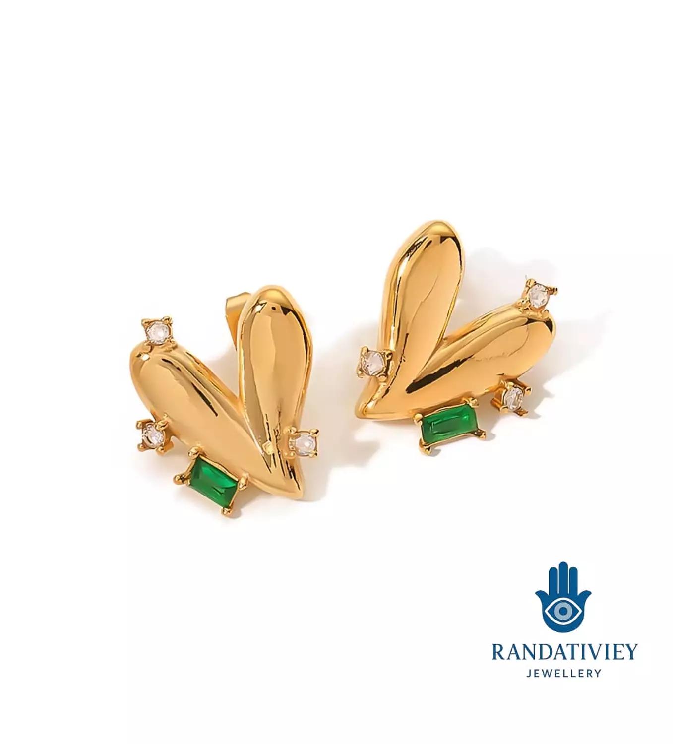 Golden Heart Statement Earrings 💚 hover image