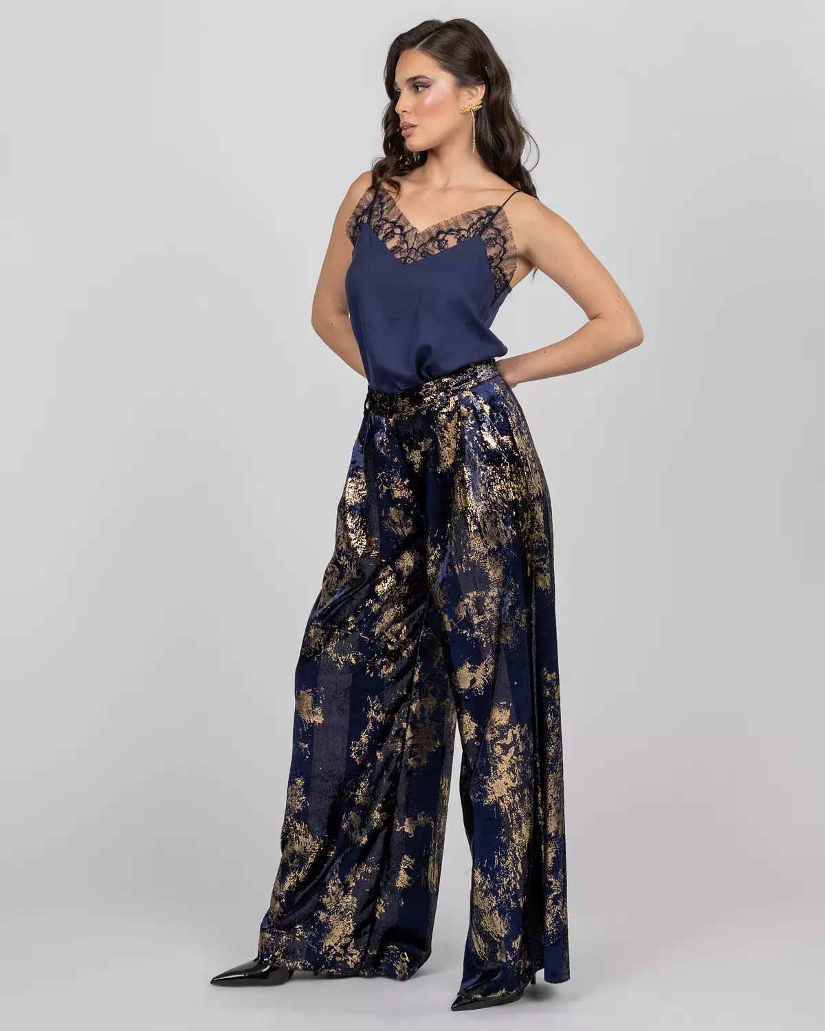 Silk Velvet Wide-Leg Trousers hover image