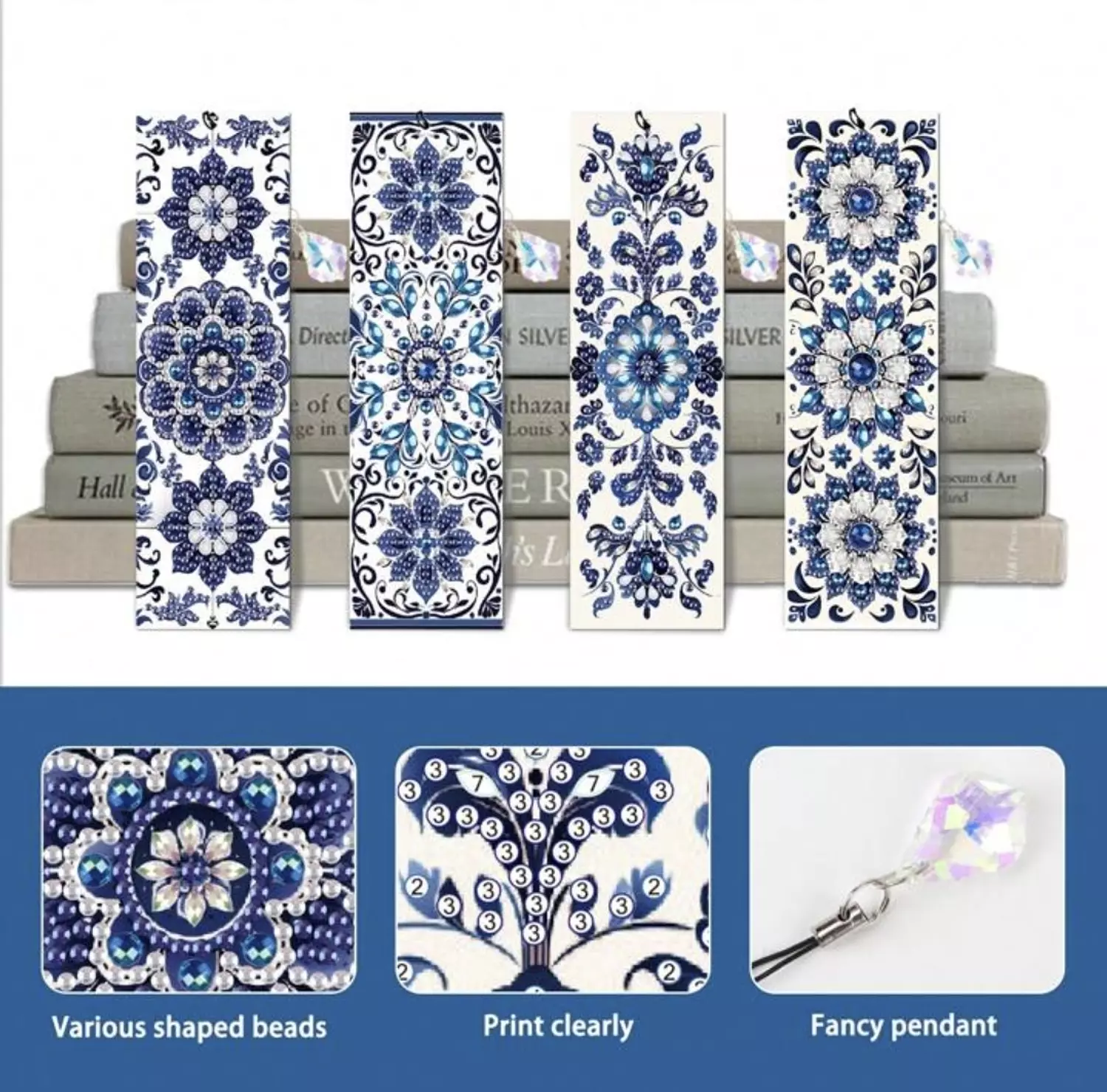 Diamond Painting Bookmarks- Blue Pattern 1