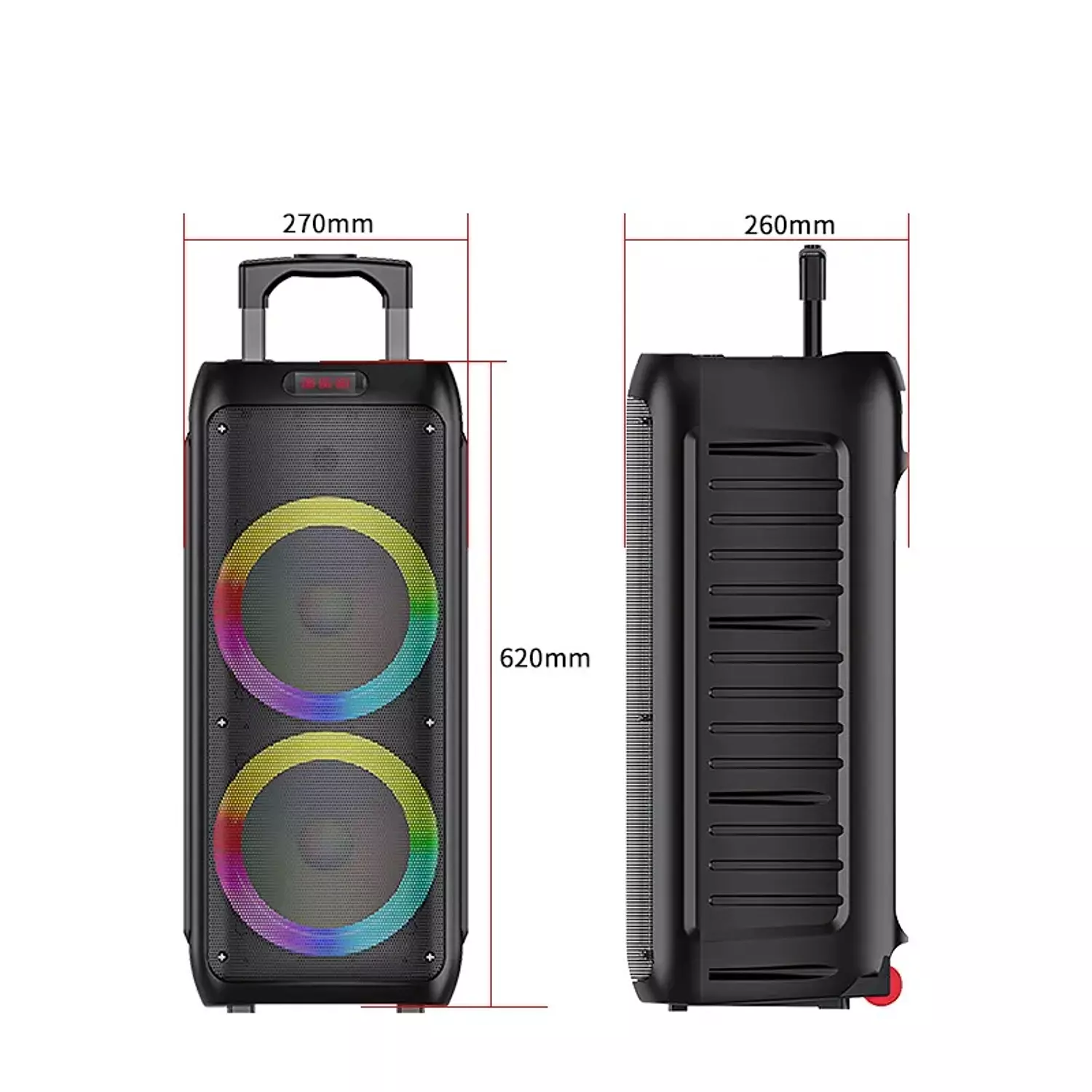 BOX300 Wireless Portable Speaker - 3600mAh Rechargeable Battery - Bluetooth - Dynamic Lighting - Wheels for Easy Transport 3