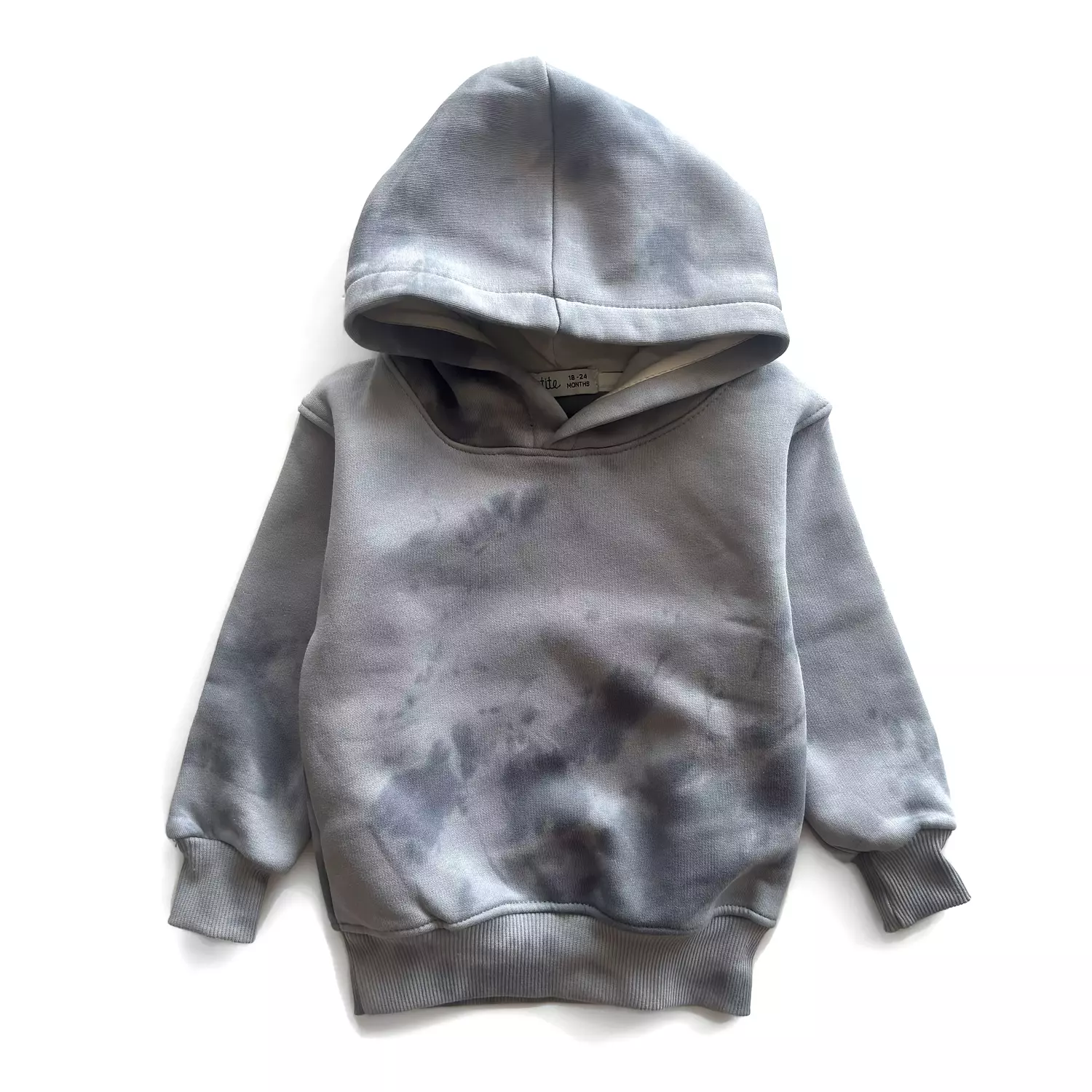 Grey Tie Dye Cotton Fleece Hoodie  image