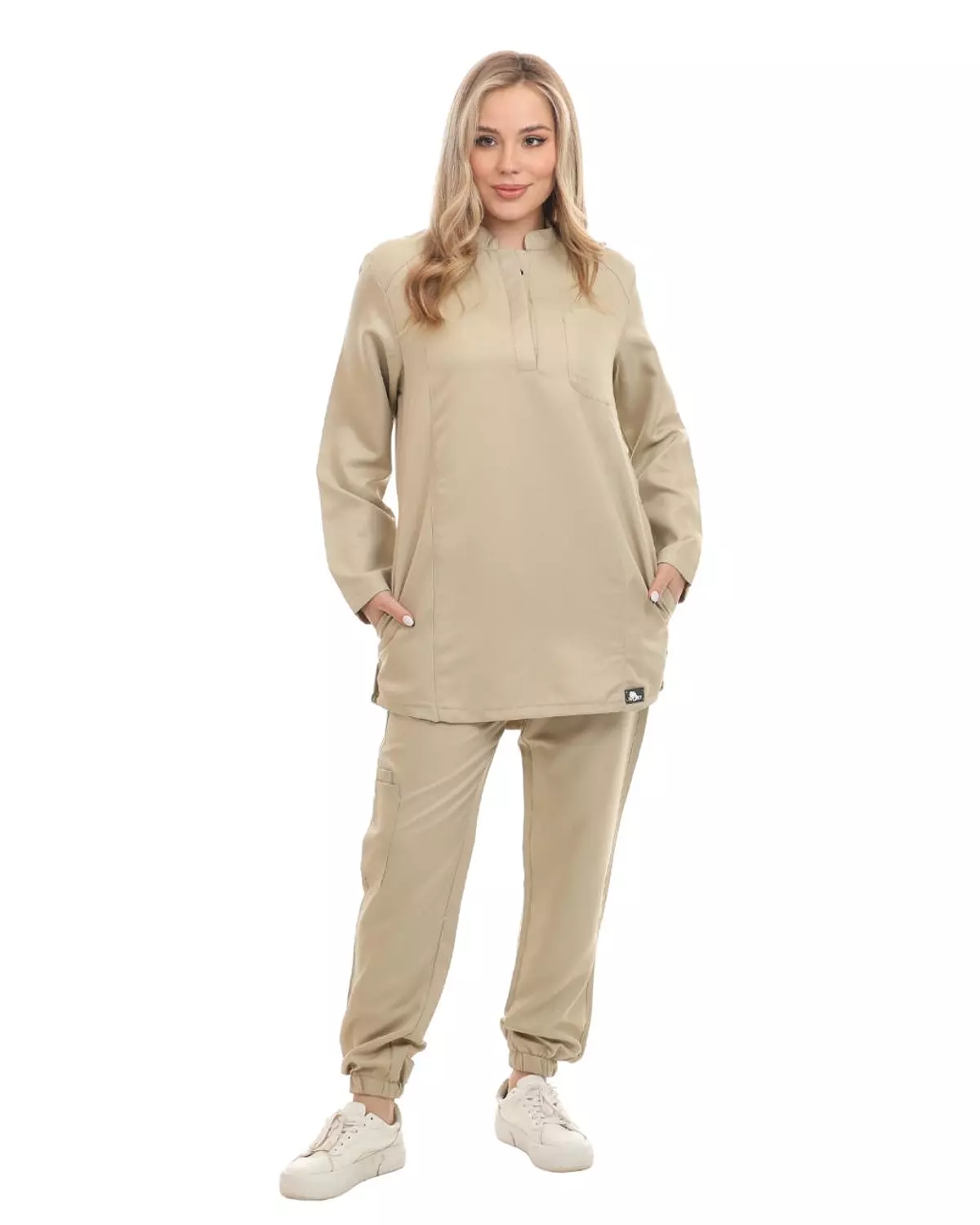 Beige Female Half Collar Scrub (Full Sleeves) 1