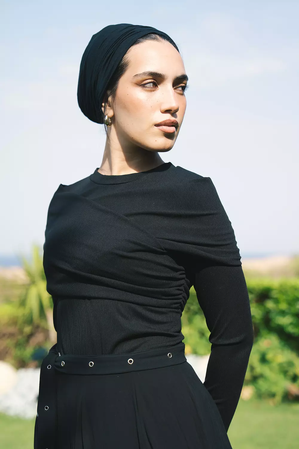 Twist Draped Top in Black 1